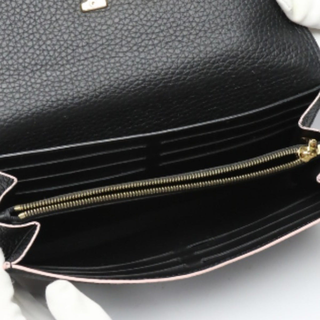 Louis Vuitton Black Leather Long Wallet (Bi-Fold) (Pre-Owned)
