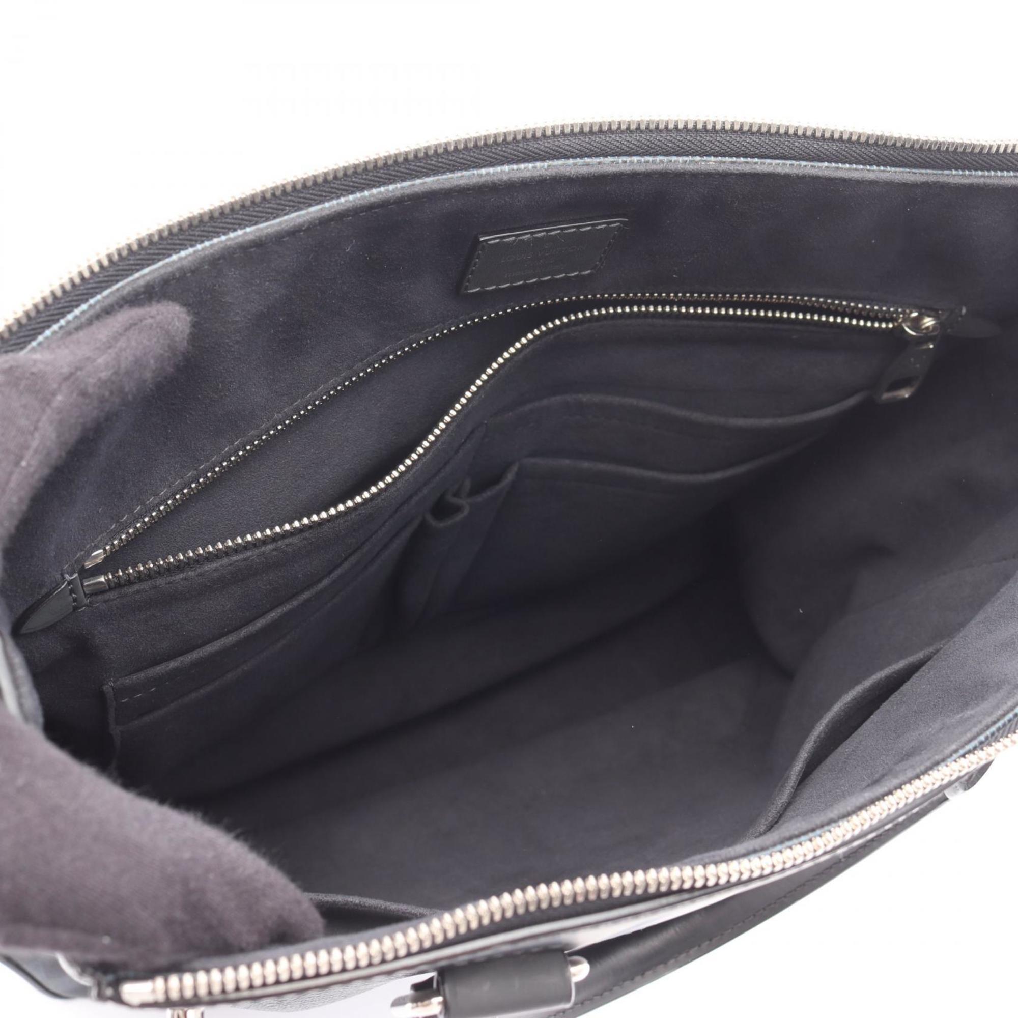 Louis Vuitton Black Blue Coated Canvas Leather Tote Bag (Pre-Owned)