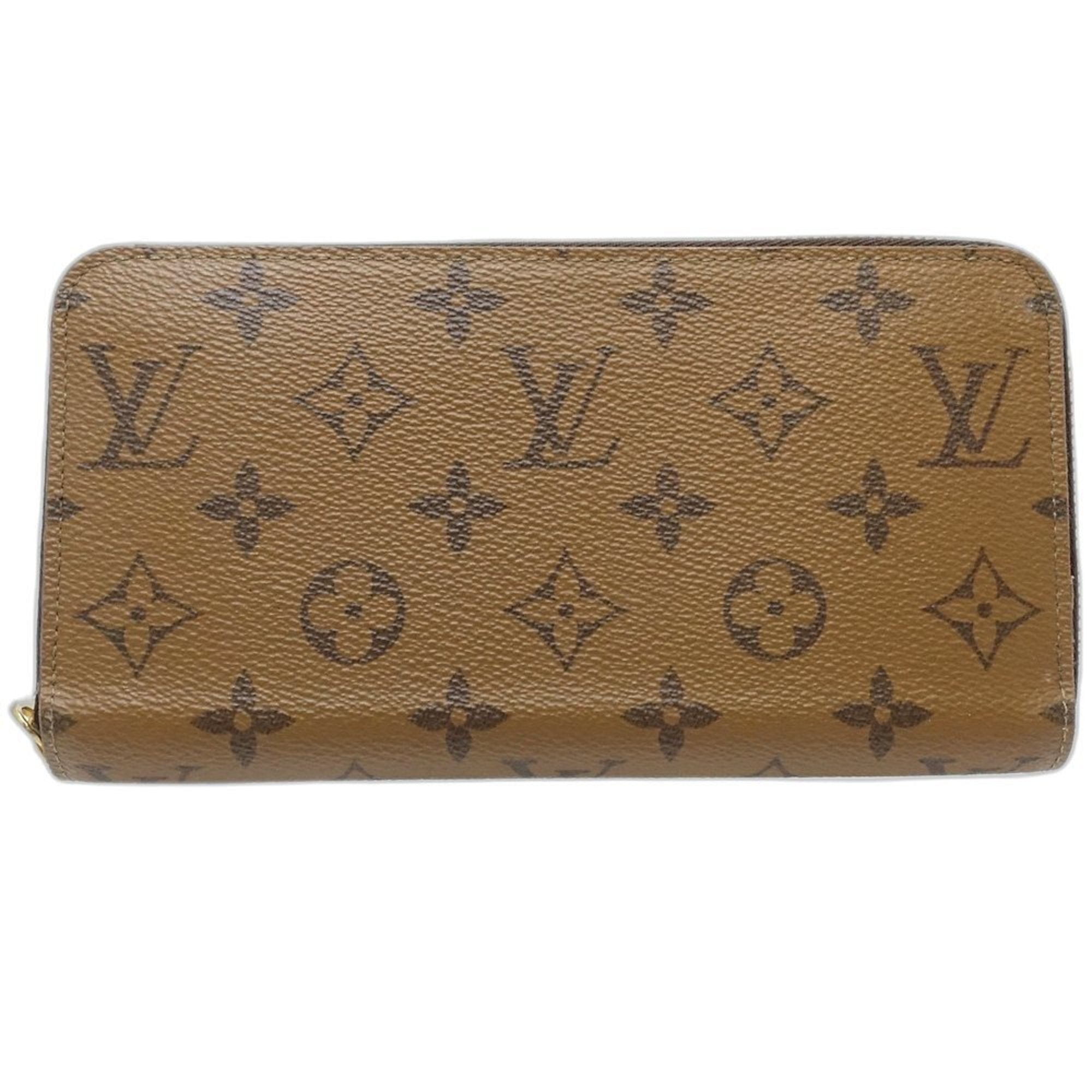 Louis Vuitton Monogram Reverse Brown Leather Long Wallet (Bi-Fold) (Pre-Owned)