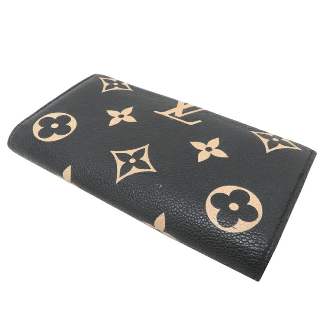 Louis Vuitton Beige Black Monogram Empreinte Long Wallet (Tri-Fold) (Pre-Owned)