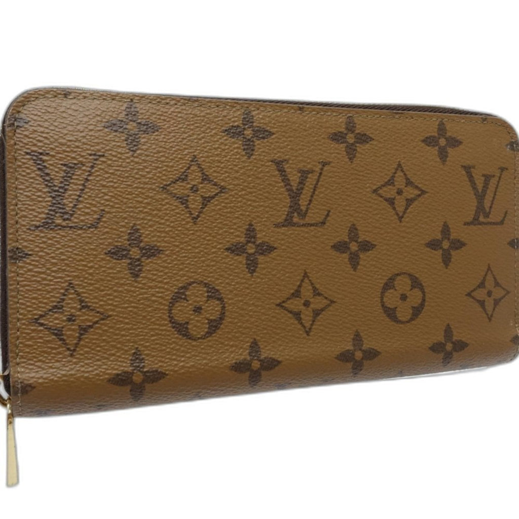 Louis Vuitton Monogram Reverse Brown Leather Long Wallet (Bi-Fold) (Pre-Owned)