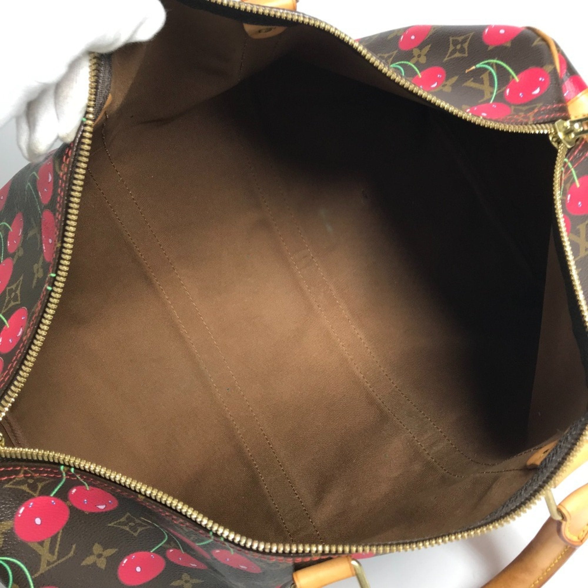 Louis Vuitton Brown Red Color Monogram Cherry Blossom Canvas Boston Bag (Pre-Owned)