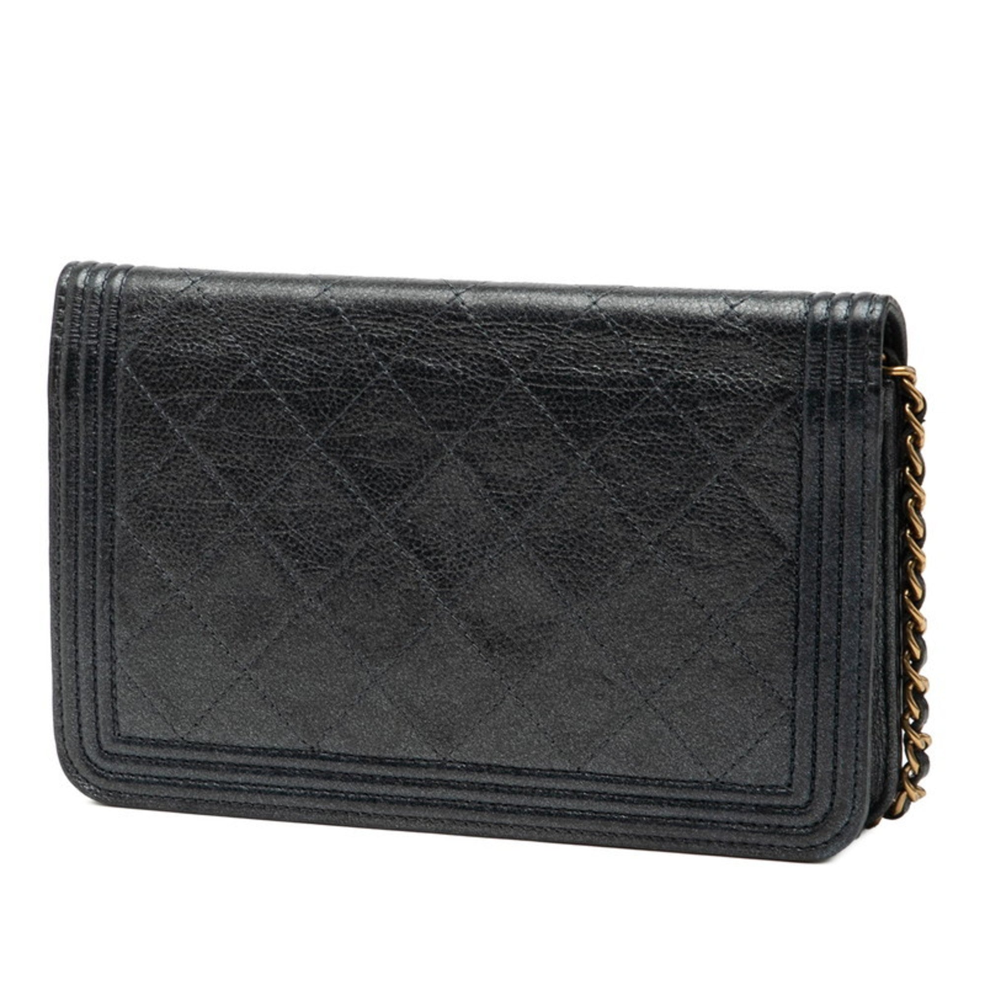 Boy Wallet on Chain Quilted Caviar