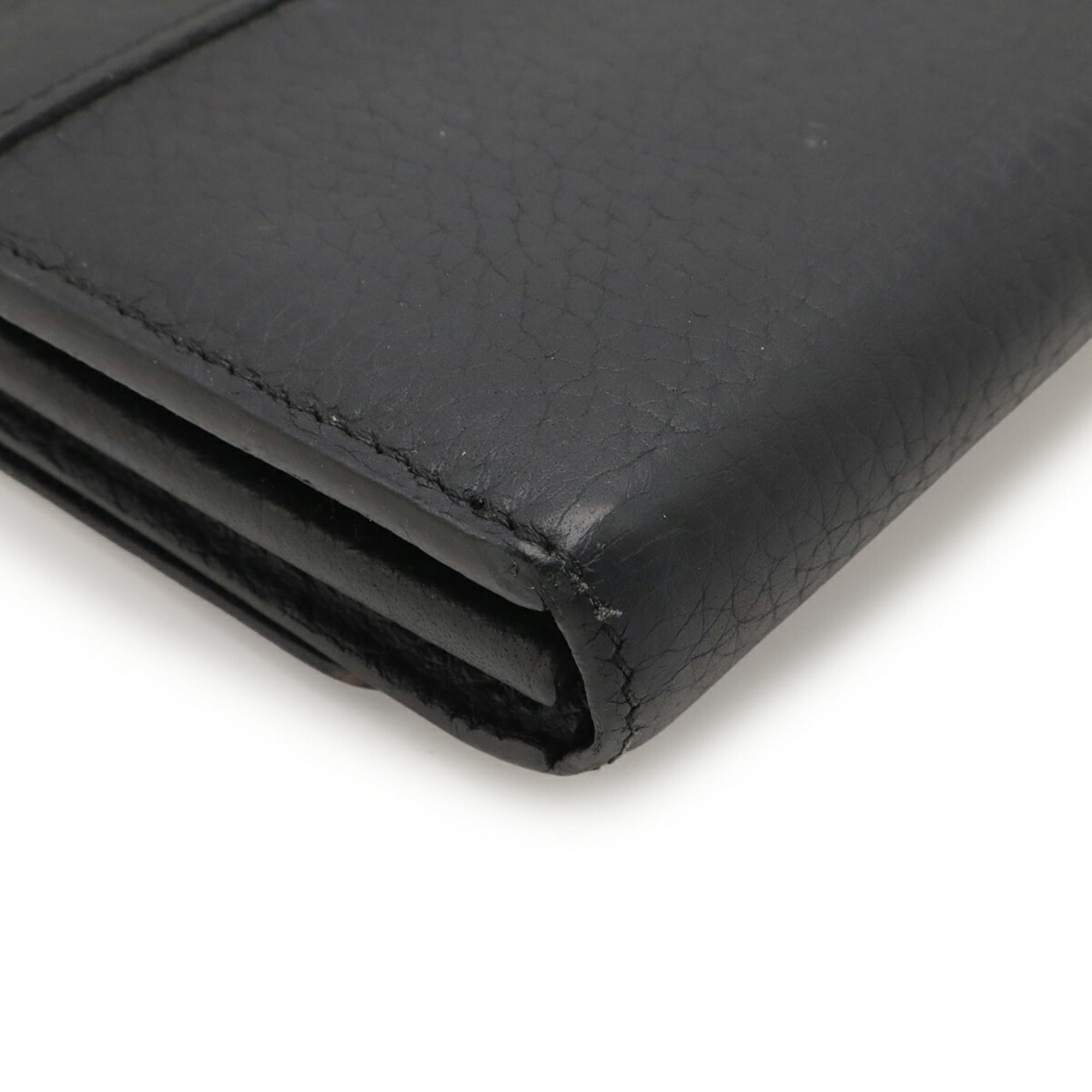 Louis Vuitton Black Noir Leather Long Wallet (Bi-Fold) (Pre-Owned)