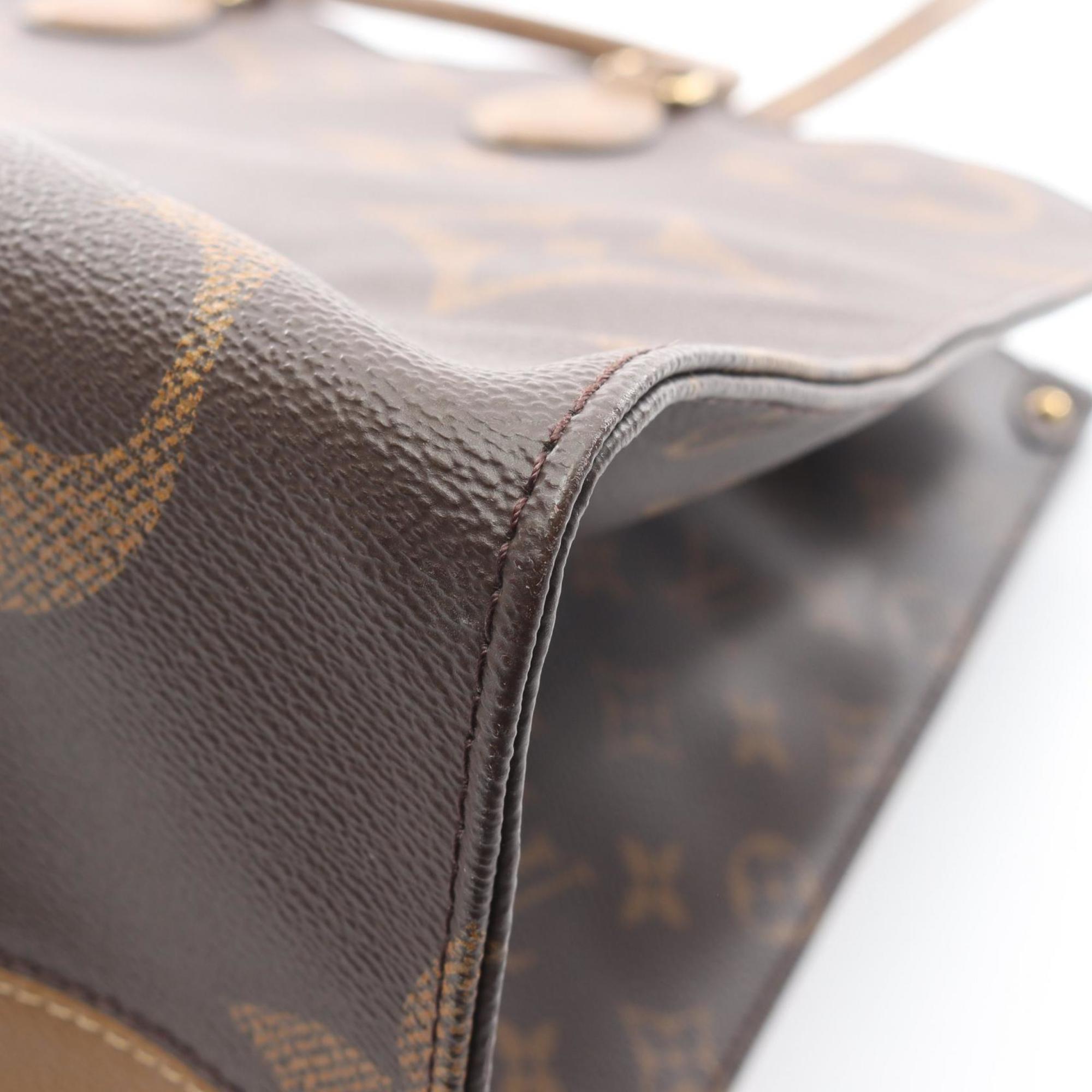 Louis Vuitton Beige Brown Coated Canvas Tote Bag (Pre-Owned)