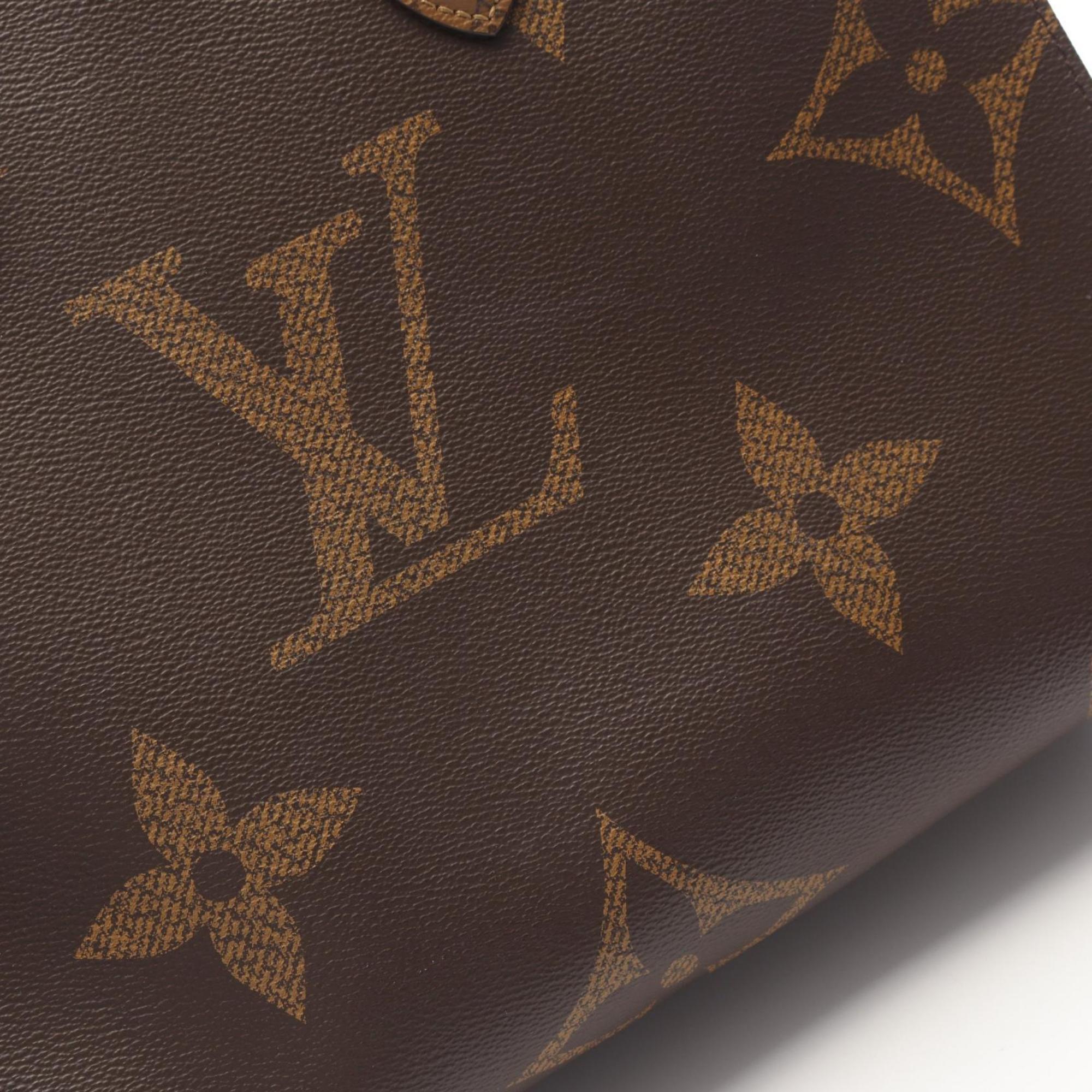 Louis Vuitton Beige Brown Monogram Coated Canvas Tote Bag (Pre-Owned)