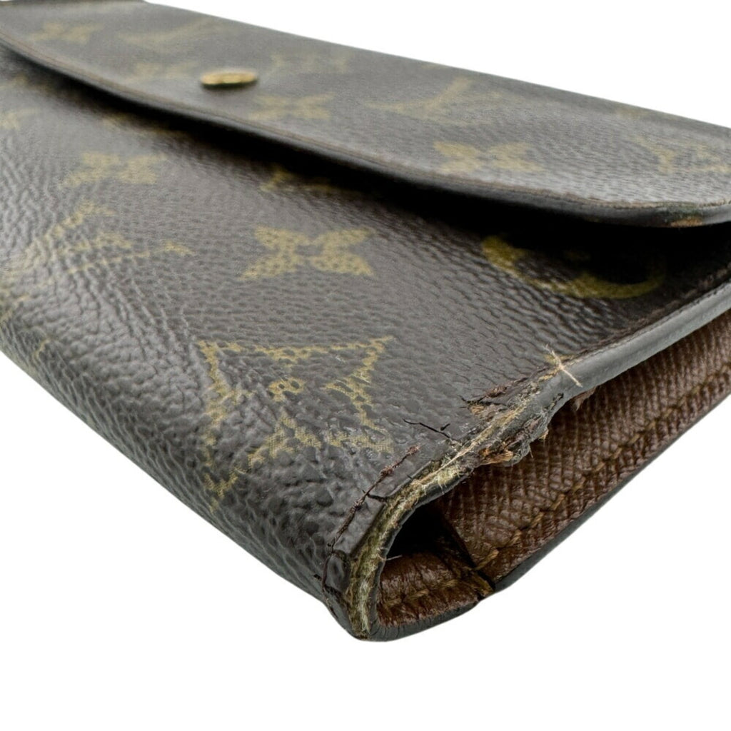 Louis Vuitton Brown Leather Long Wallet (Tri-Fold) (Pre-Owned)