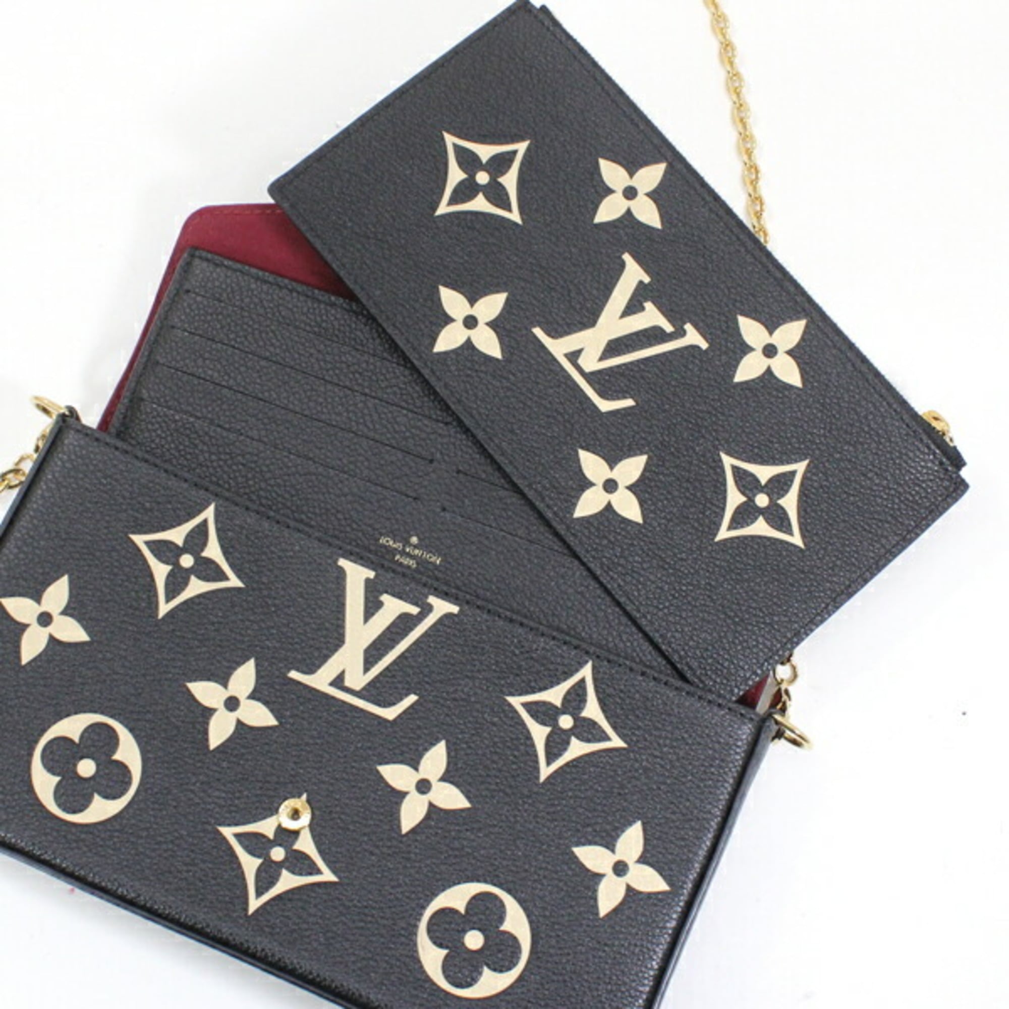 Louis Vuitton Beige Bicolor Black Monogram Empreinte Clutch Bag Pochette Shoulder Bag (Pre-Owned)