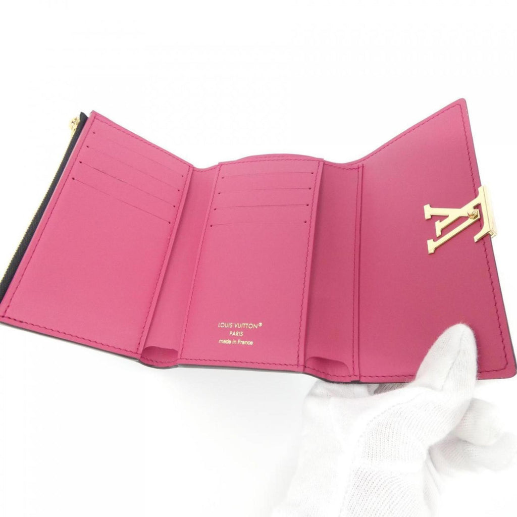 Louis Vuitton Gold Black Hot Pink Leather Wallet (Tri-Fold) (Pre-Owned)