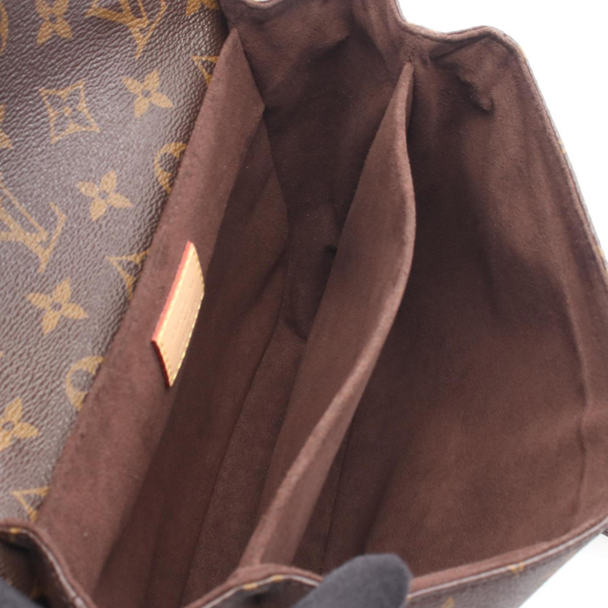 Louis Vuitton Brown Coated Canvas Leather Handbag Pochette (Pre-Owned)