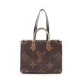 Louis Vuitton Beige Brown Coated Canvas Leather Tote Bag (Pre-Owned)