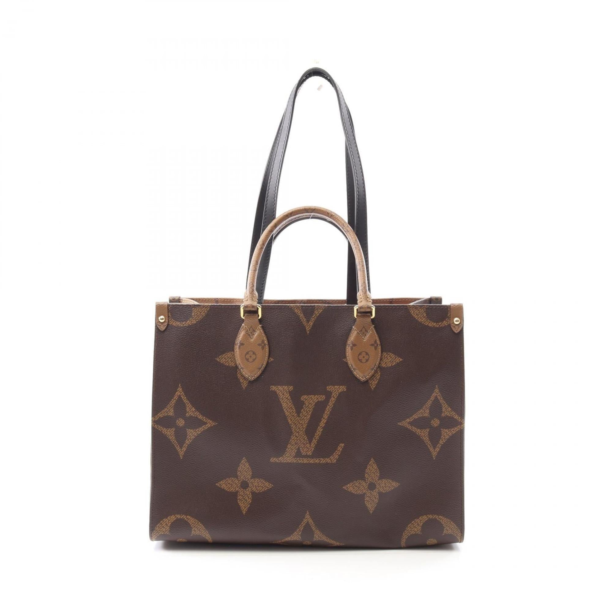 Louis Vuitton Beige Brown Coated Canvas Leather Tote Bag (Pre-Owned)