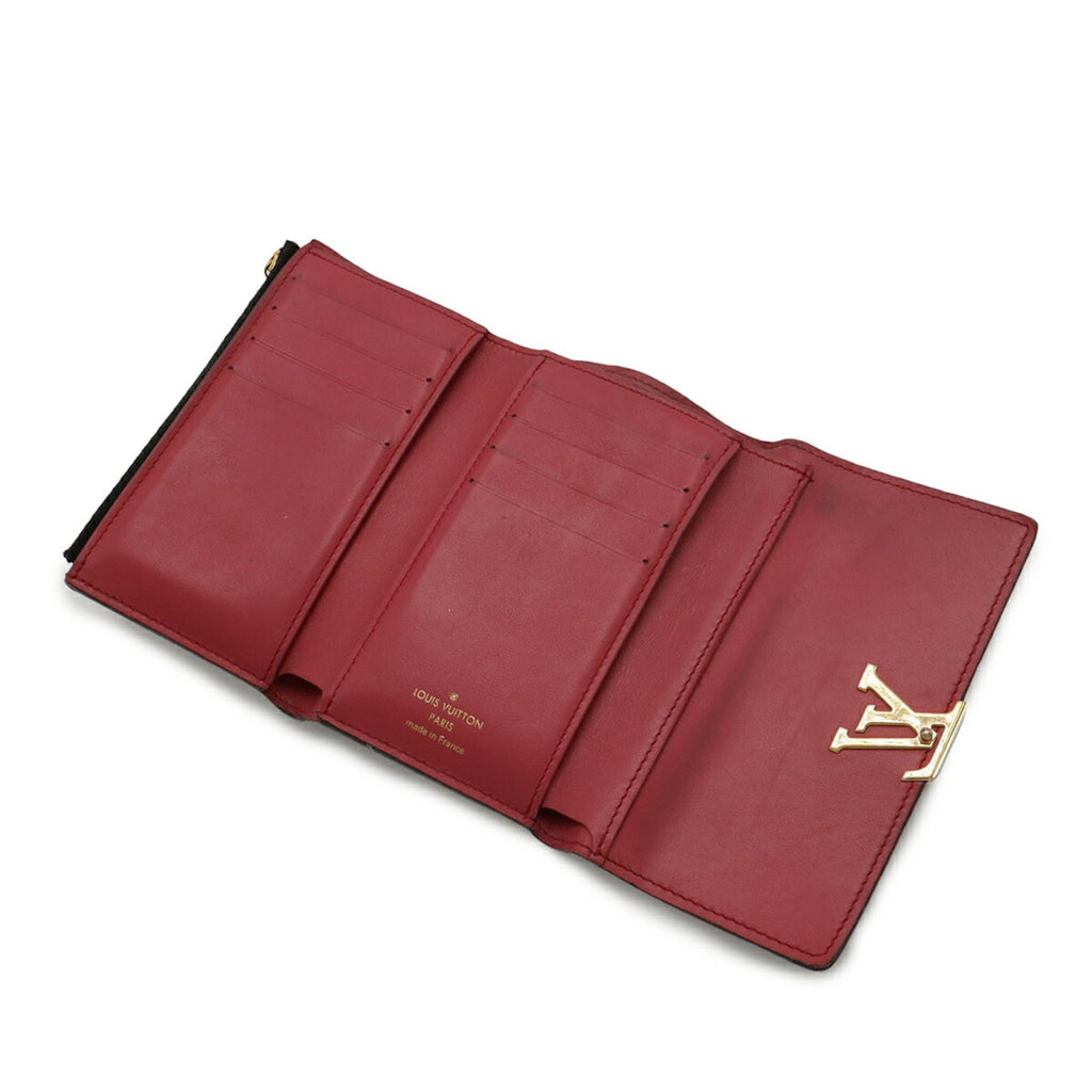 Louis Vuitton Black Galle Hot Pink Noir Leather Wallet (Tri-Fold) (Pre-Owned)