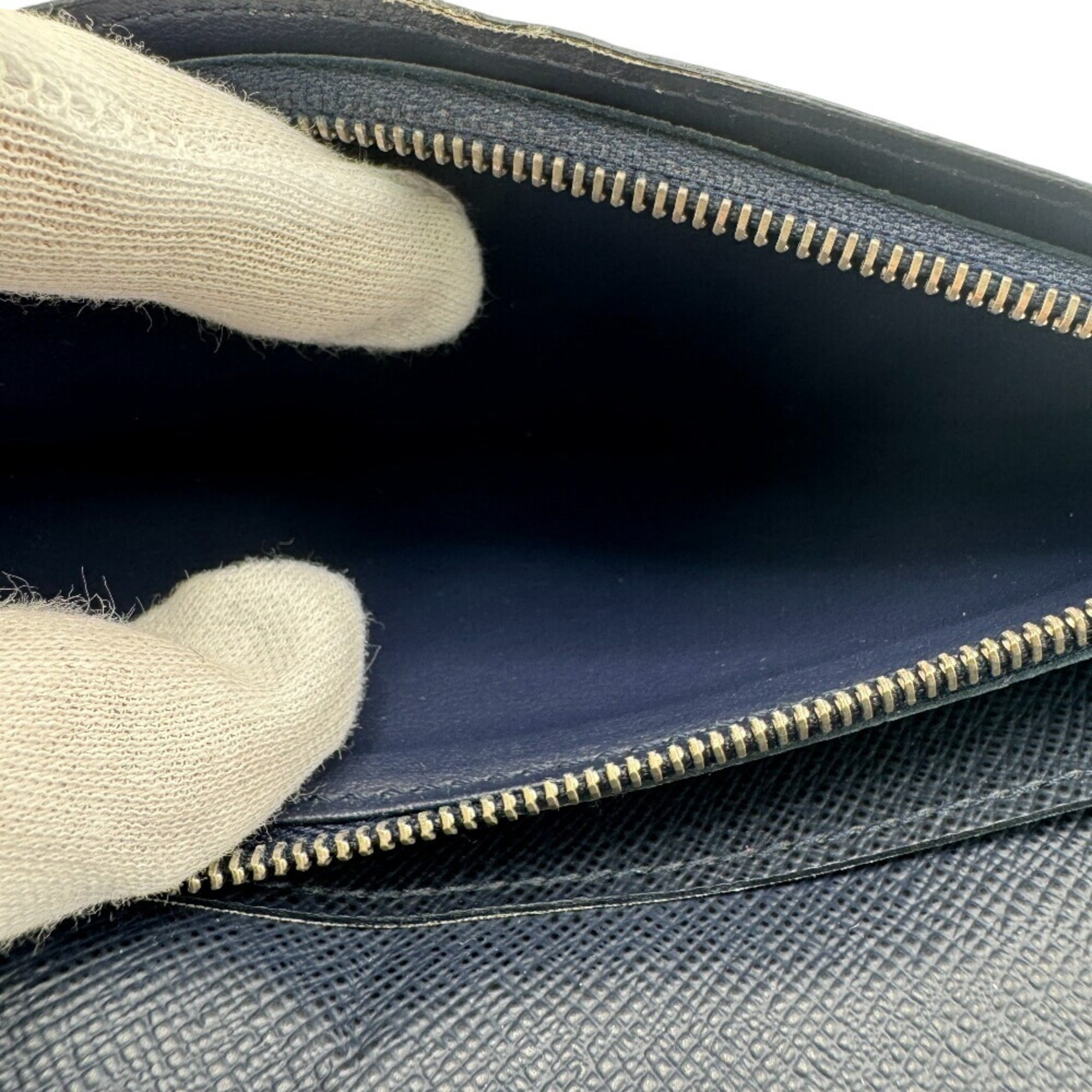 Louis Vuitton Navy Leather Long Wallet (Bi-Fold) (Pre-Owned)