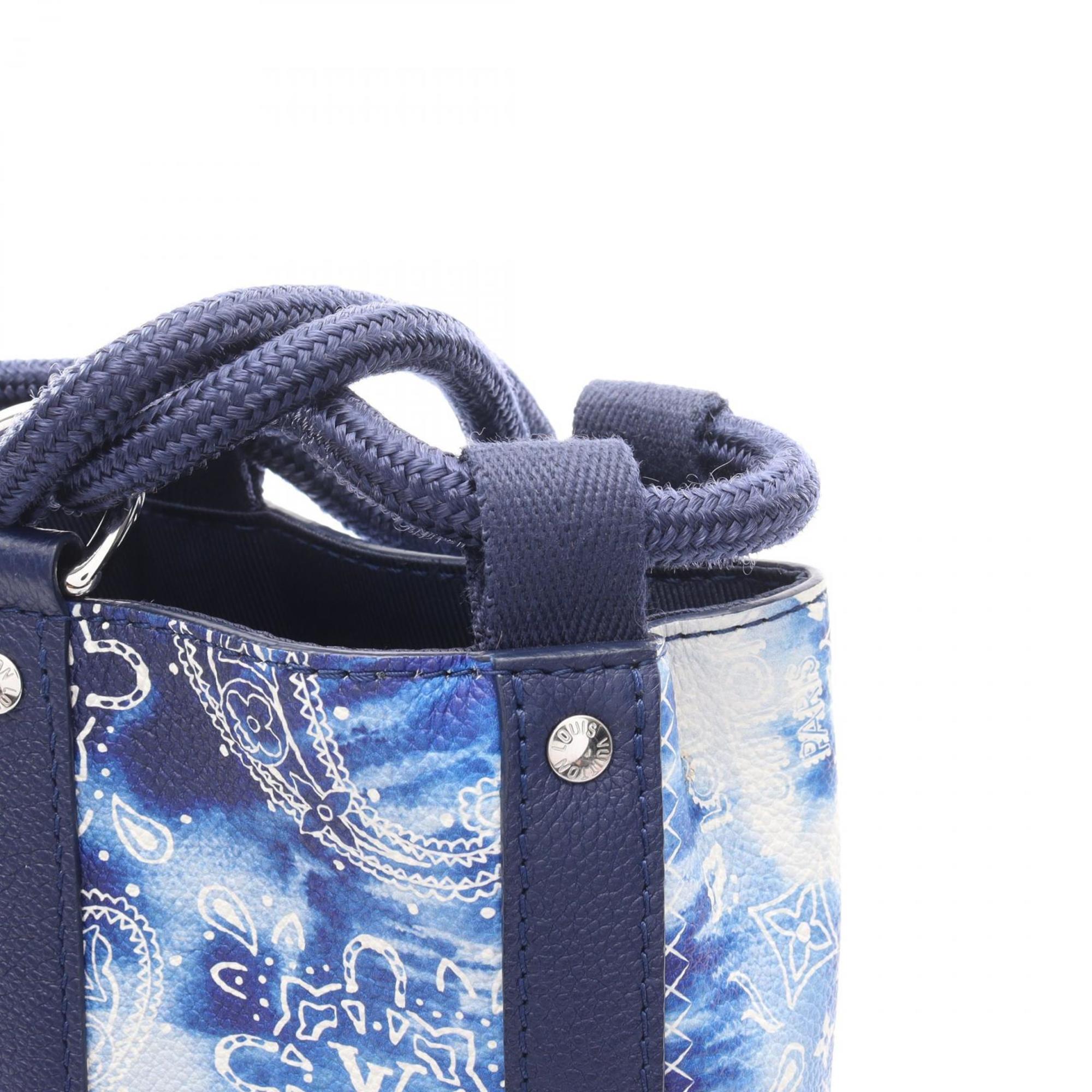 Louis Vuitton Blue Leather Coated Canvas Shoulder Bag (Pre-Owned)