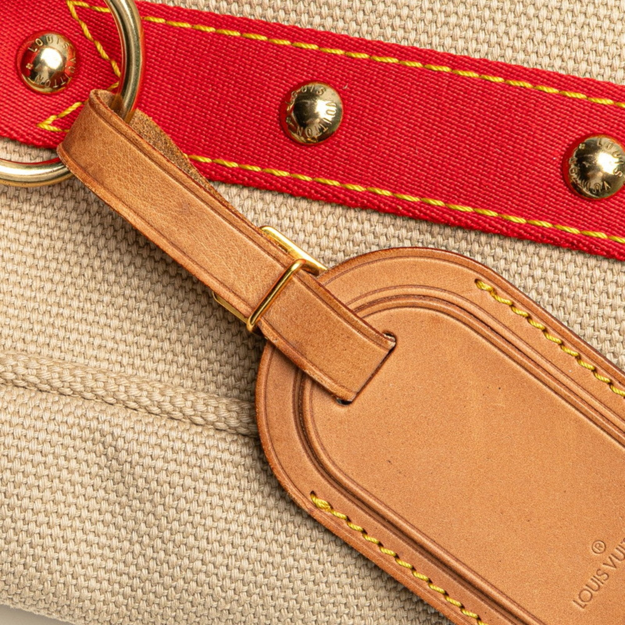 Louis Vuitton Antigua Beige Red Color Canvas Leather Shoulder Bag Tote Bag (Pre-Owned)