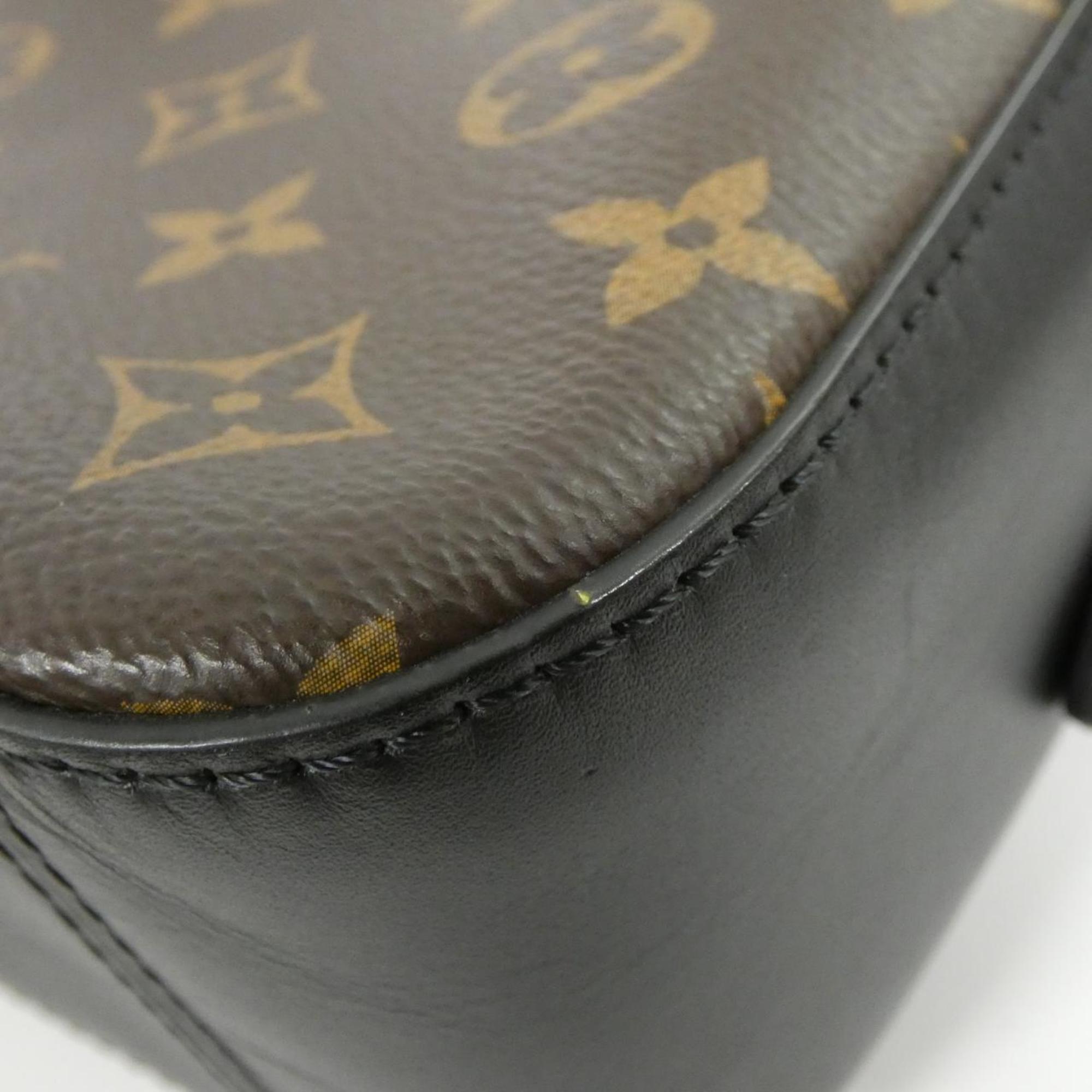Louis Vuitton Black Marron Coated Canvas Leather Shoulder Bag (Pre-Owned)