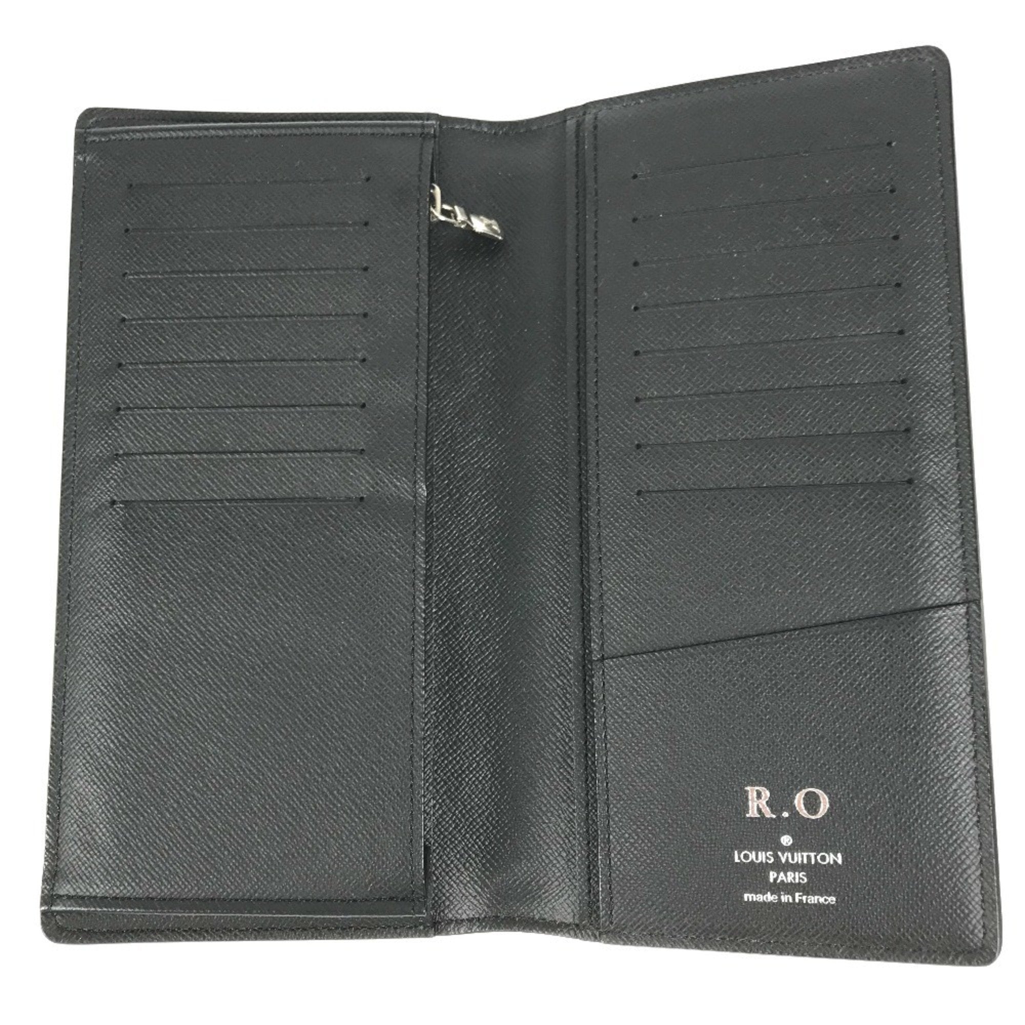 Louis Vuitton Taiga Ardoise Black Taiga Leather Long Wallet (Bi-Fold) (Pre-Owned)