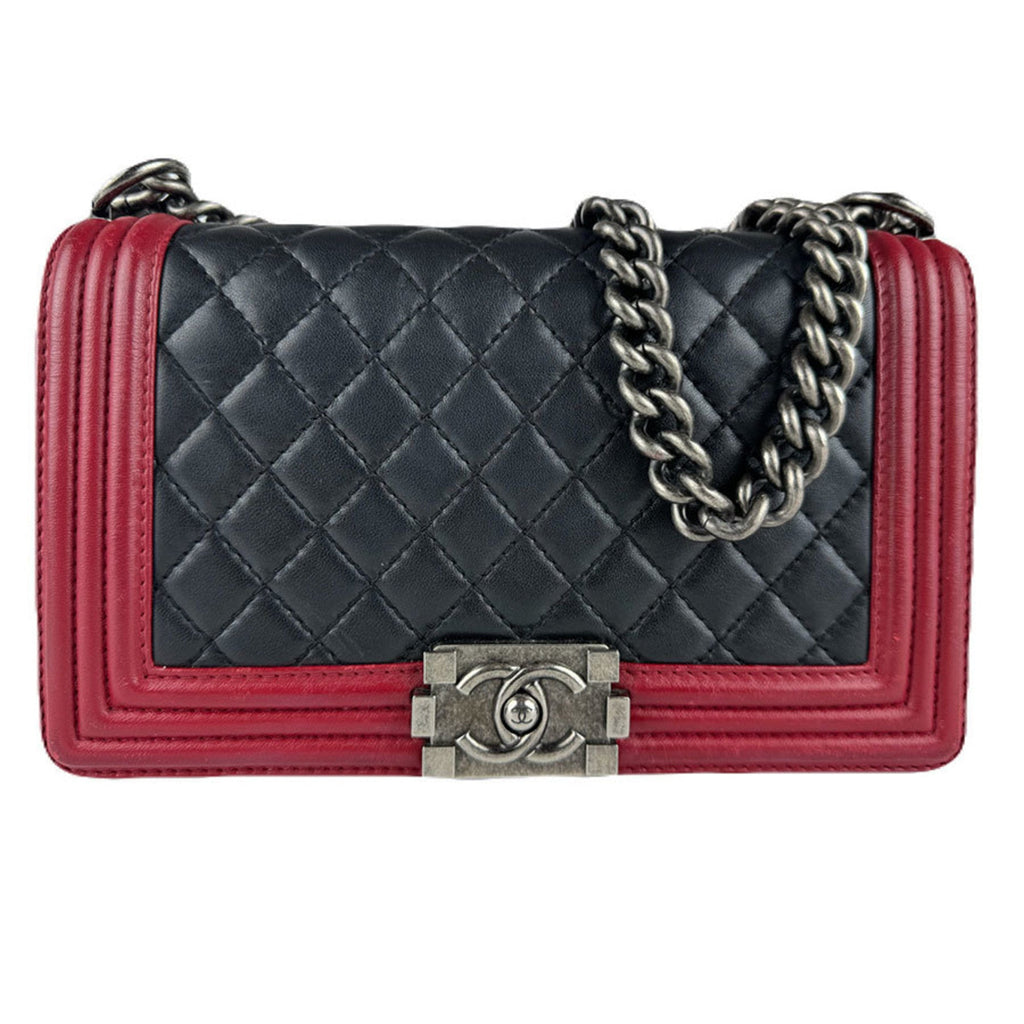Bicolor Boy Flap Bag Quilted Calfskin Old Medium