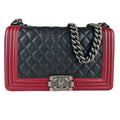 Bicolor Boy Flap Bag Quilted Calfskin Old Medium