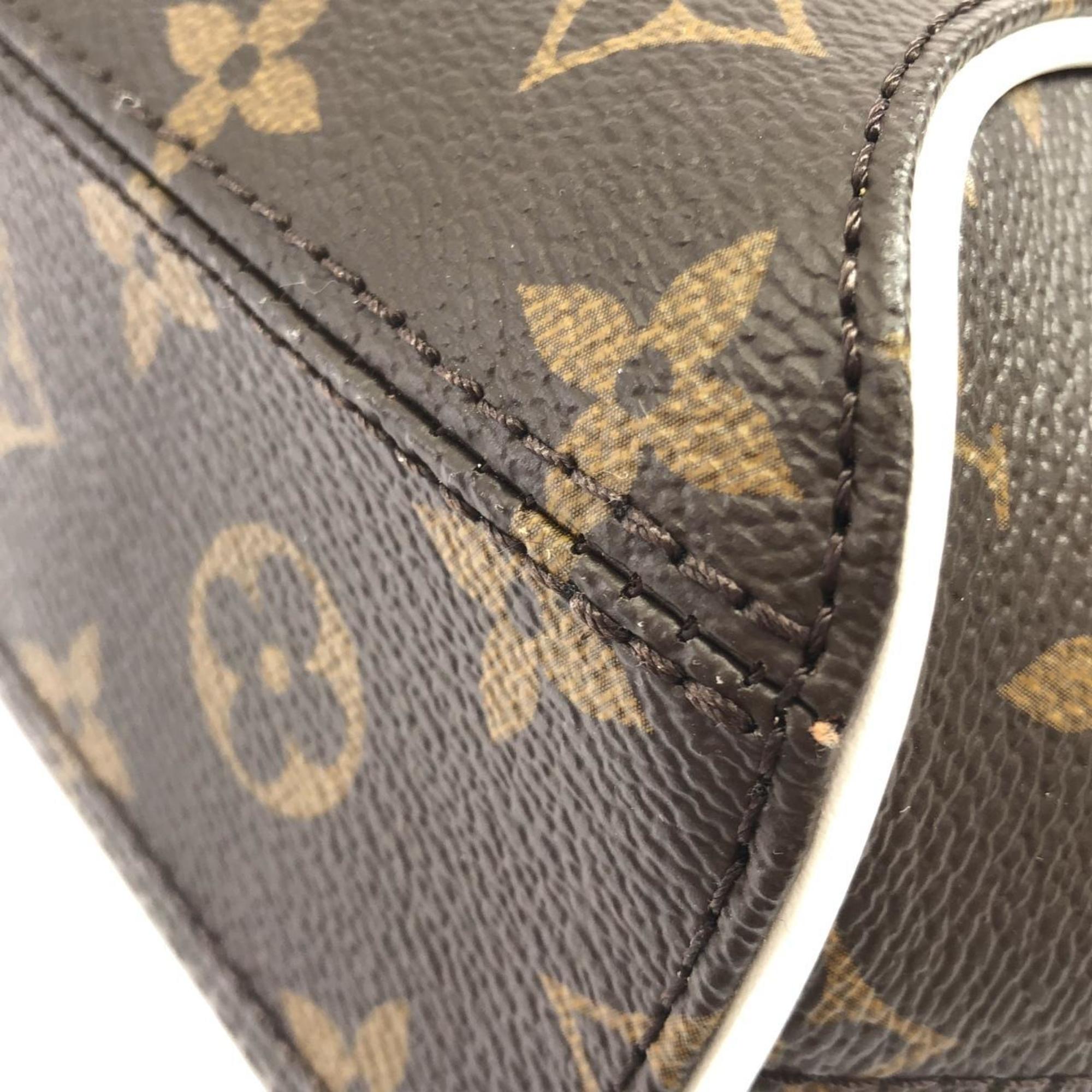 Louis Vuitton Blanc Marron Coated Canvas Leather Handbag Pouch (Pre-Owned)