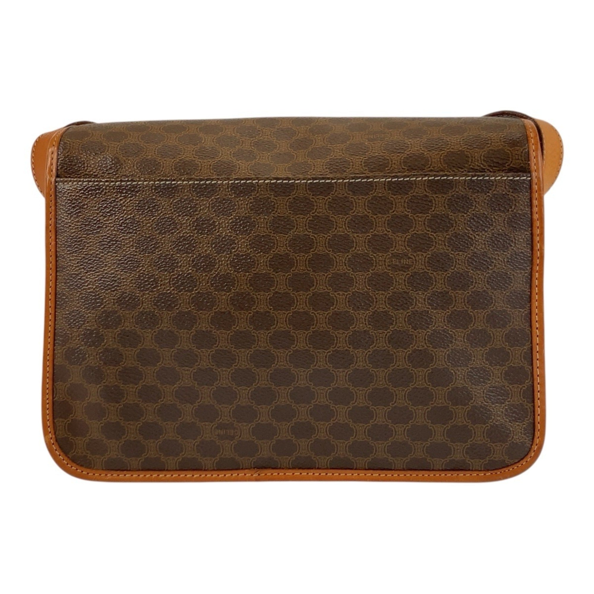 Vintage Saddle Flap Shoulder Bag Macadam Coated Canvas Small
