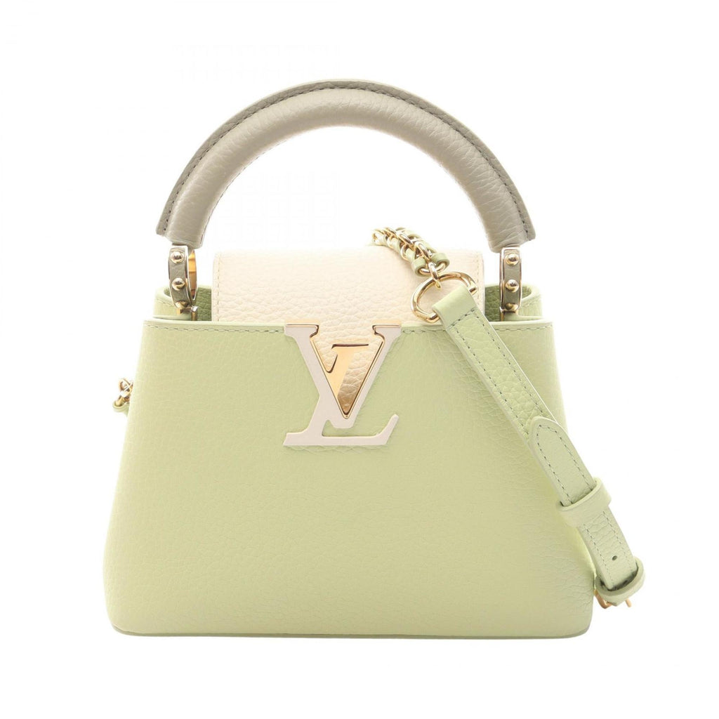 Louis Vuitton Green White Leather Handbag (Pre-Owned)
