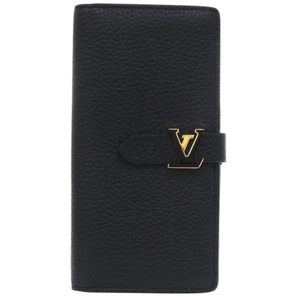 Louis Vuitton Black Noir Leather Long Wallet (Bi-Fold) (Pre-Owned)