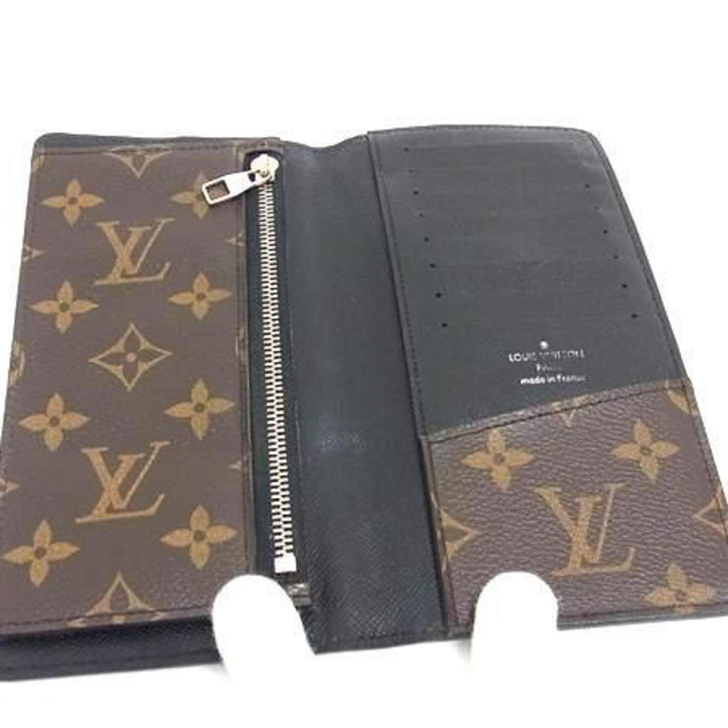 Louis Vuitton Monogram Macassar Black Brown Pvc Leather Long Wallet (Bi-Fold) (Pre-Owned)