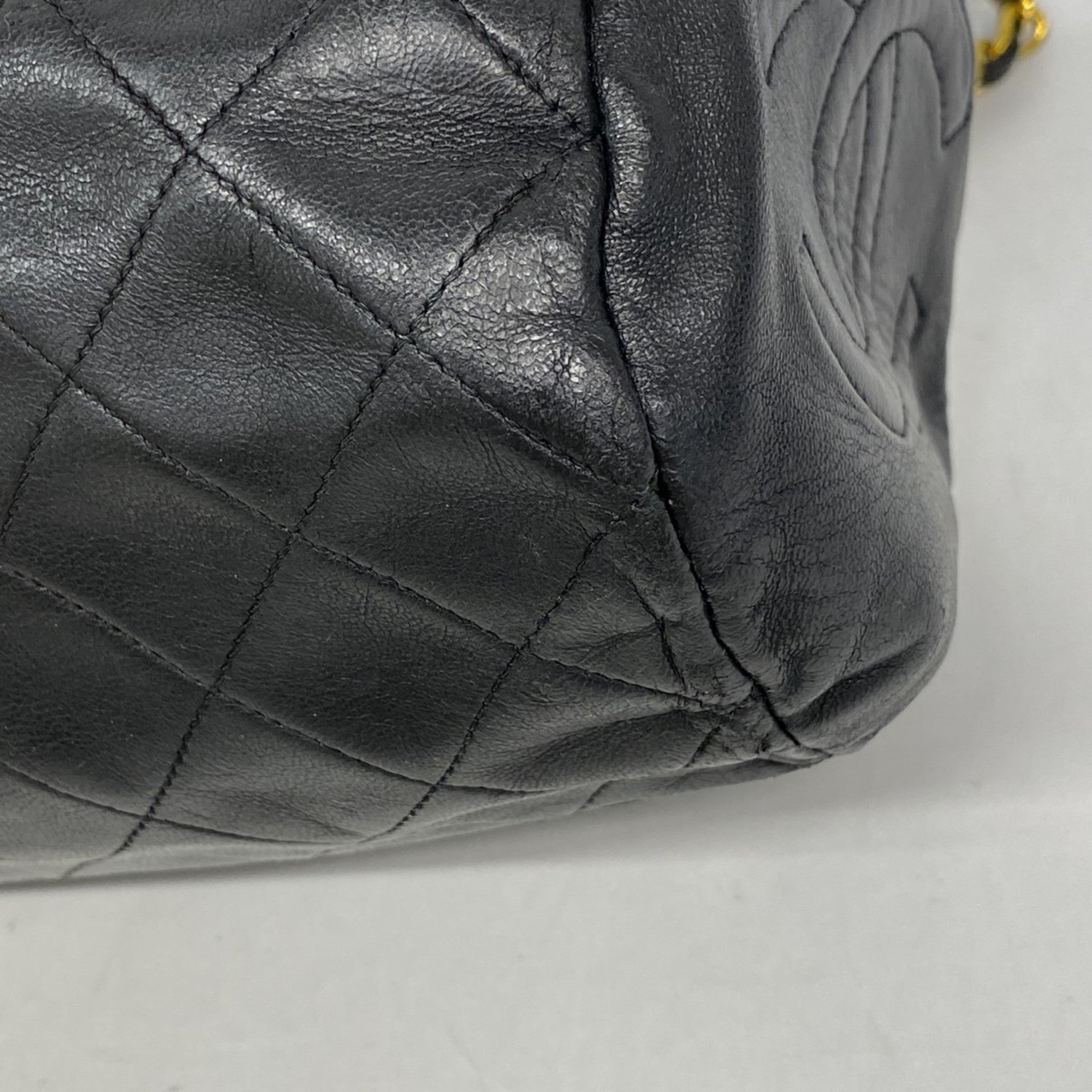Vintage Front Pocket Shoulder Bag Quilted Lambskin Medium