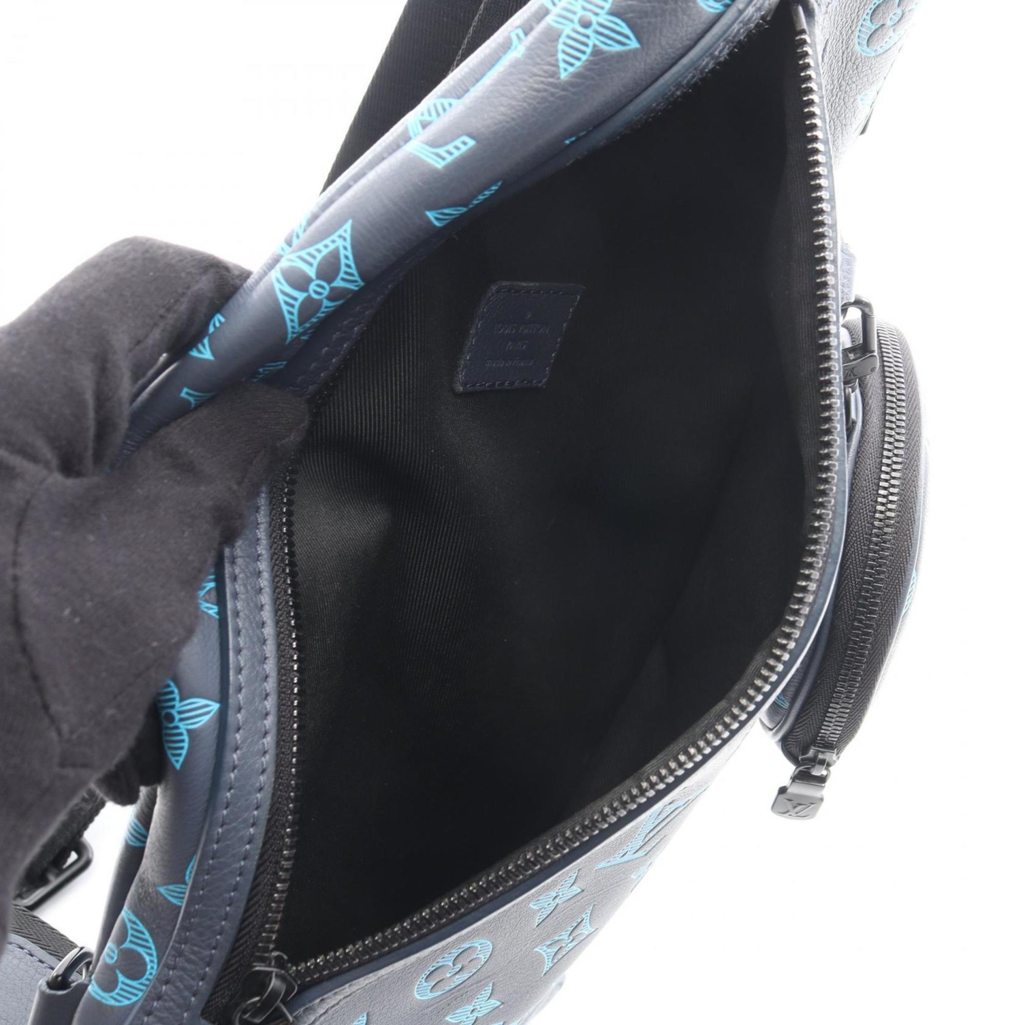 Louis Vuitton Blue Gray Monogram Shadow Leather Fanny Pack Sling Bag (Pre-Owned)