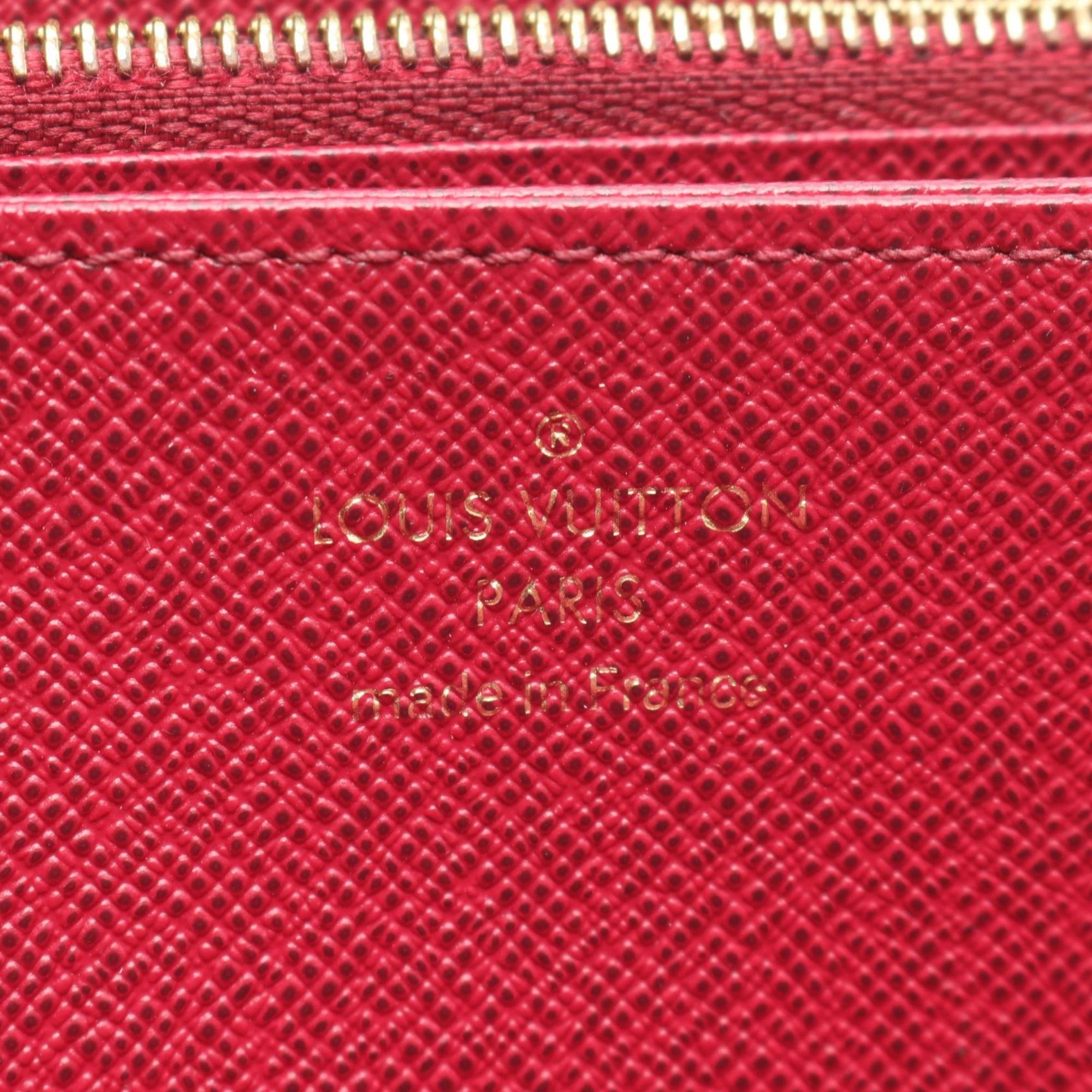 Louis Vuitton Brown Fuchsia Pink Coated Canvas Long Wallet (Bi-Fold) (Pre-Owned)
