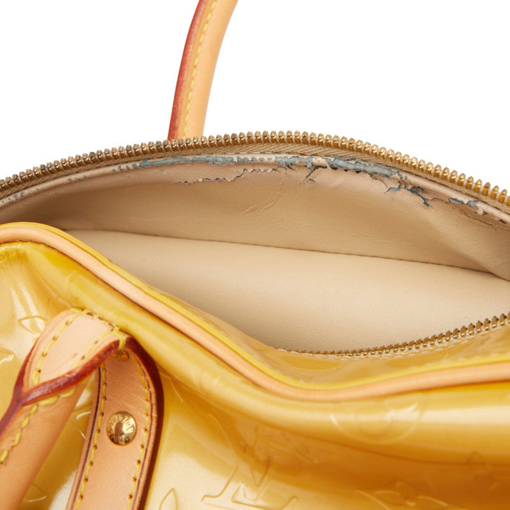 Louis Vuitton Beige Yellow Patent Leather Boston Bag Handbag (Pre-Owned)