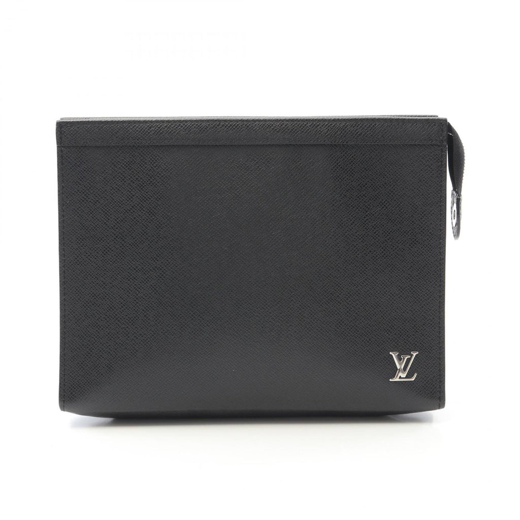 Louis Vuitton Taiga Black Taiga Leather Clutch Bag Pochette (Pre-Owned)
