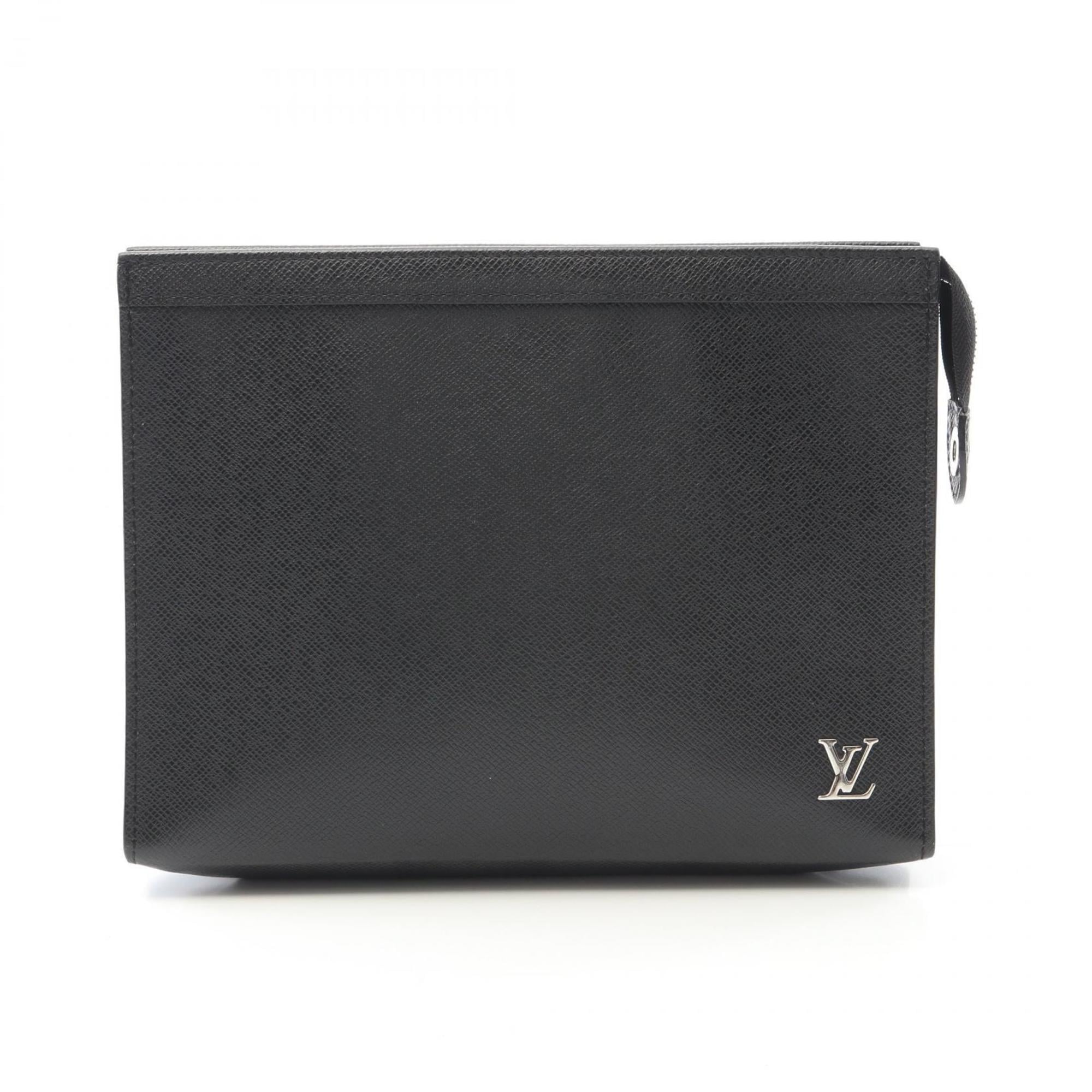 Louis Vuitton Taiga Black Taiga Leather Clutch Bag Pochette (Pre-Owned)
