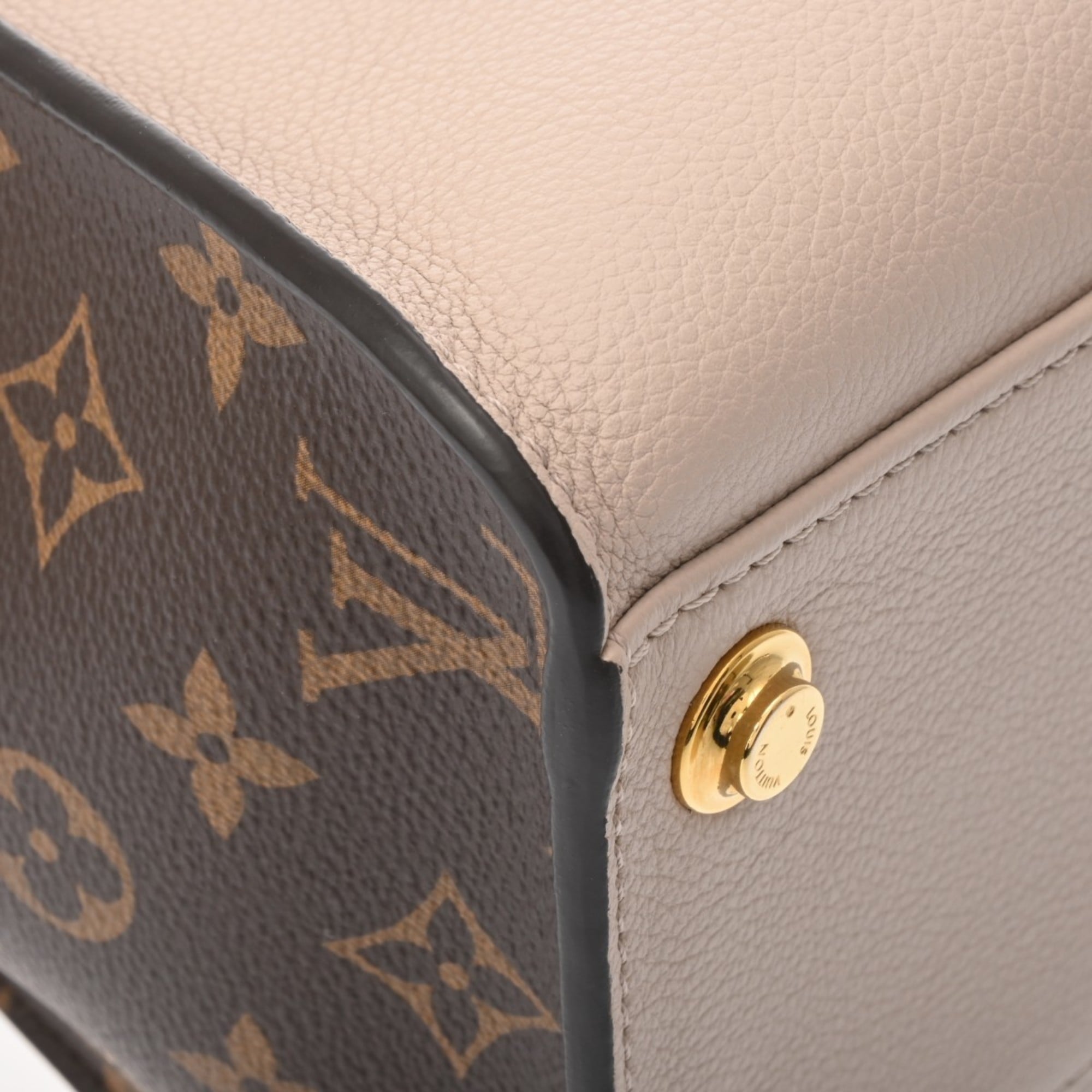 Louis Vuitton Brown Grayish Monogram Canvas Leather Handbag Tote Bag (Pre-Owned)