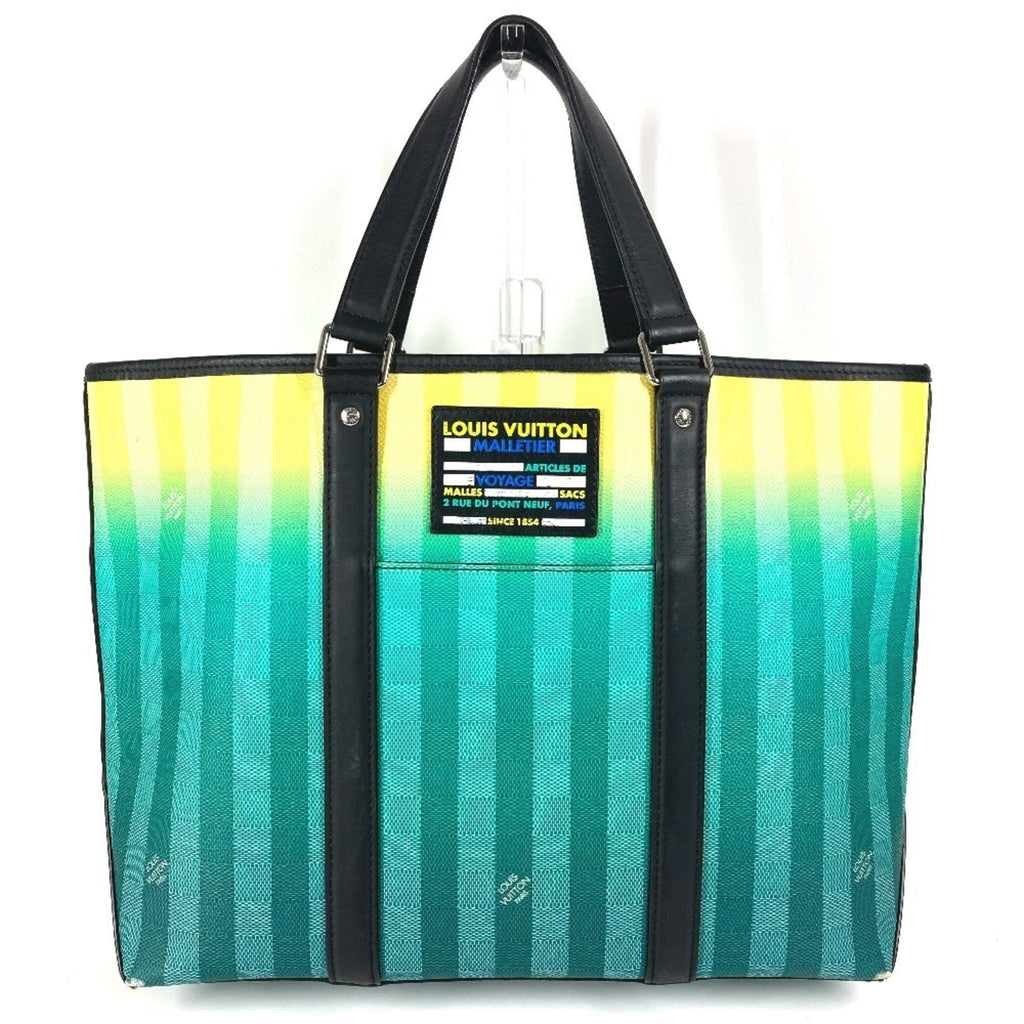 Louis Vuitton Black Green Yellow Leather Canvas Handbag Shoulder Bag Tote Bag (Pre-Owned)