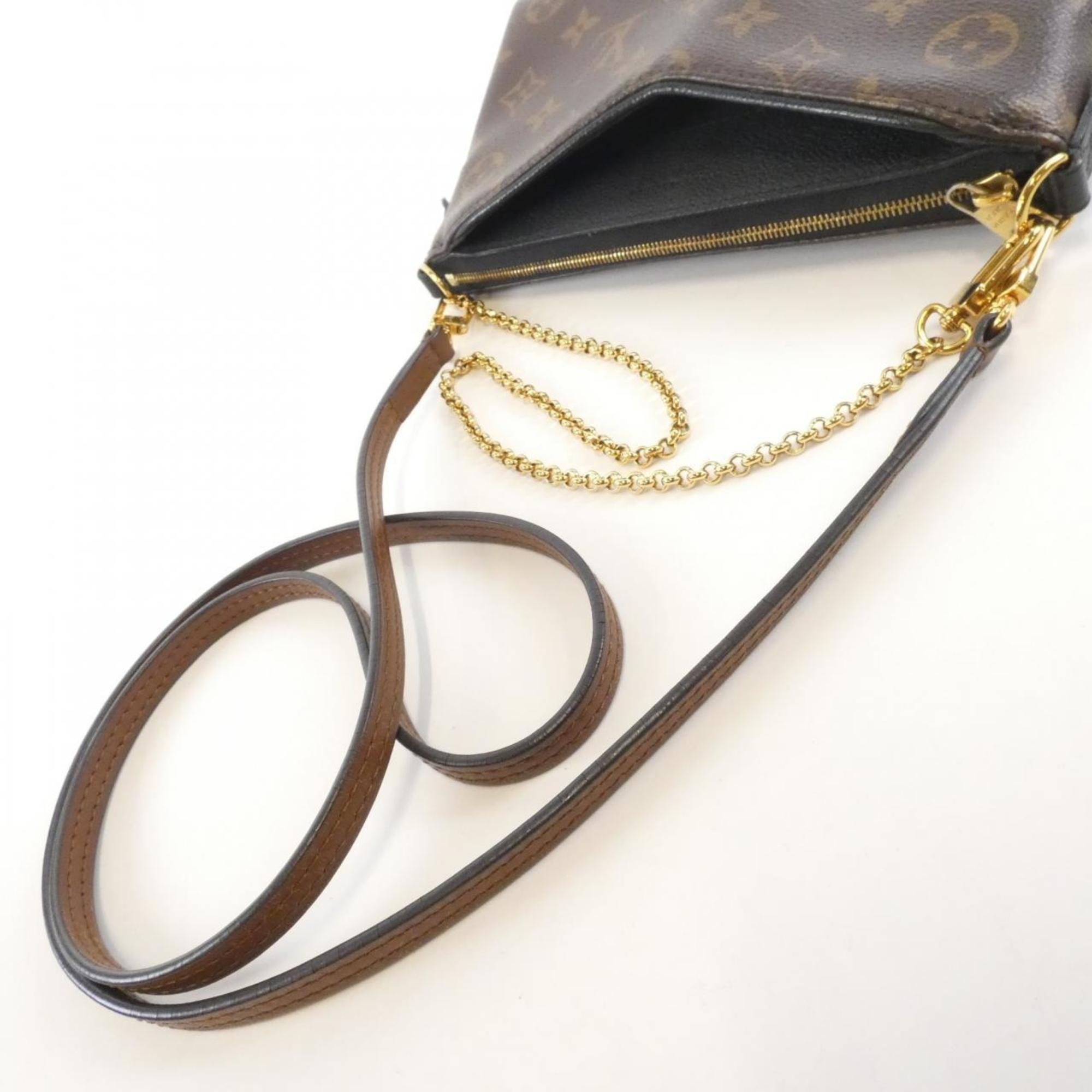 Louis Vuitton Monogram Black Marron Coated Canvas Shoulder Bag (Pre-Owned)