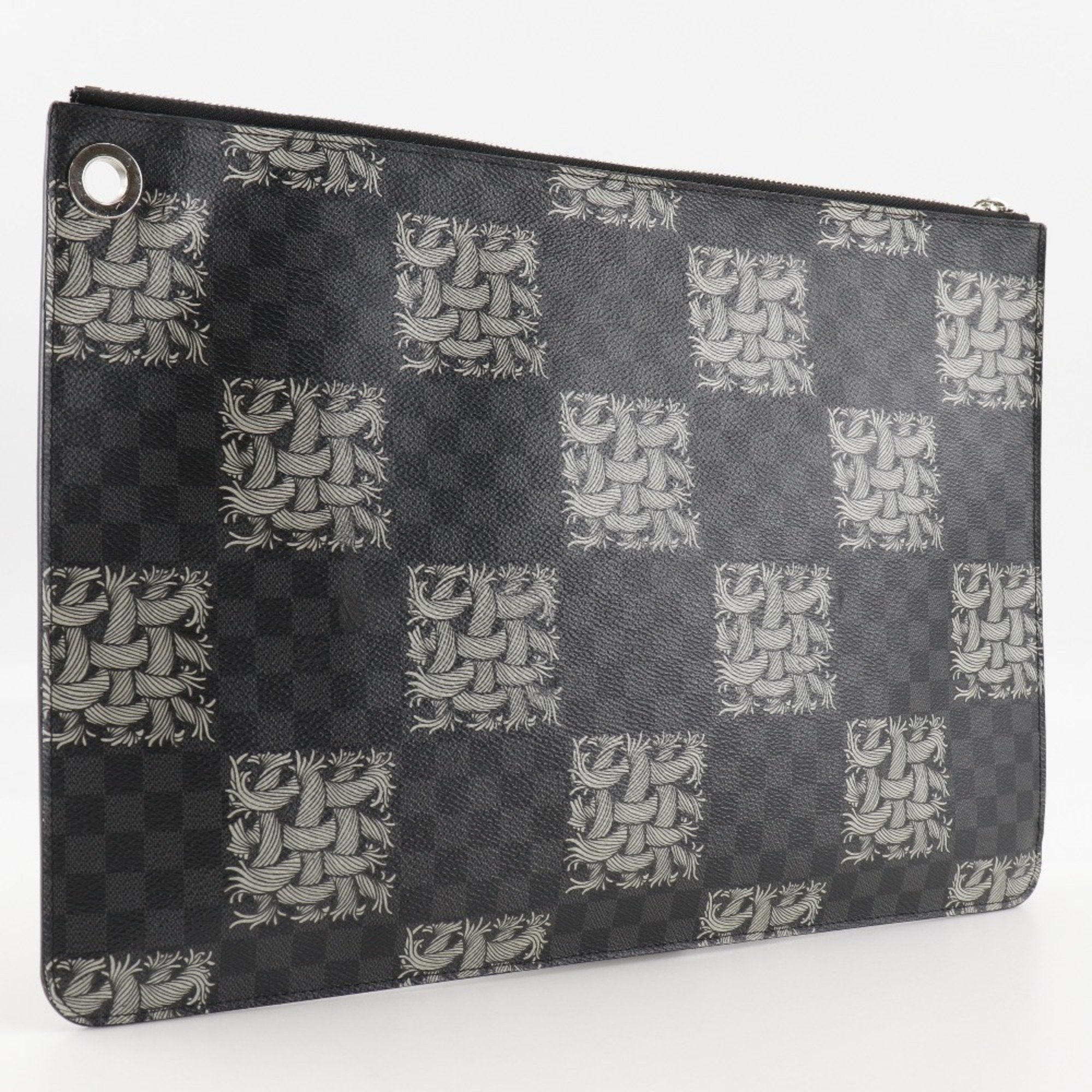 Louis Vuitton Black Damier Graphite Canvas Clutch Bag Pochette (Pre-Owned)
