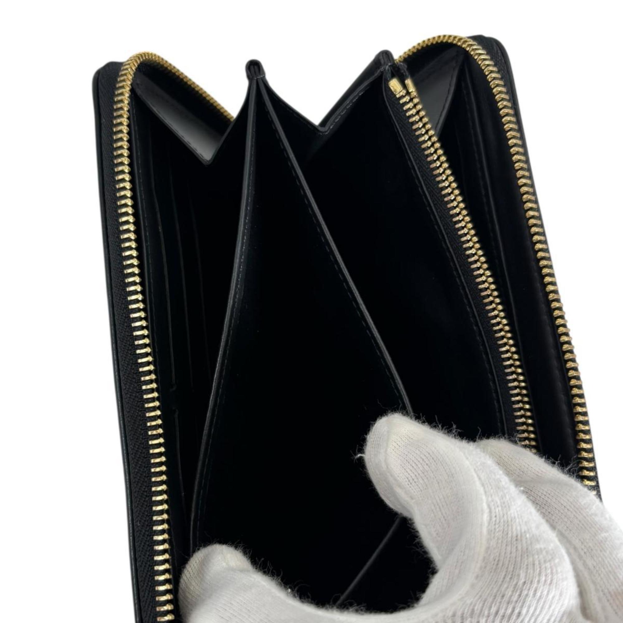 Louis Vuitton Monogram Black Noir Leather Long Wallet (Bi-Fold) (Pre-Owned)