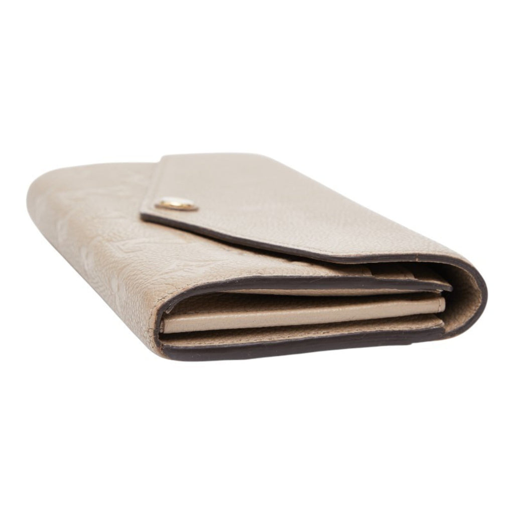 Louis Vuitton Beige Leather Long Wallet (Tri-Fold) (Pre-Owned)