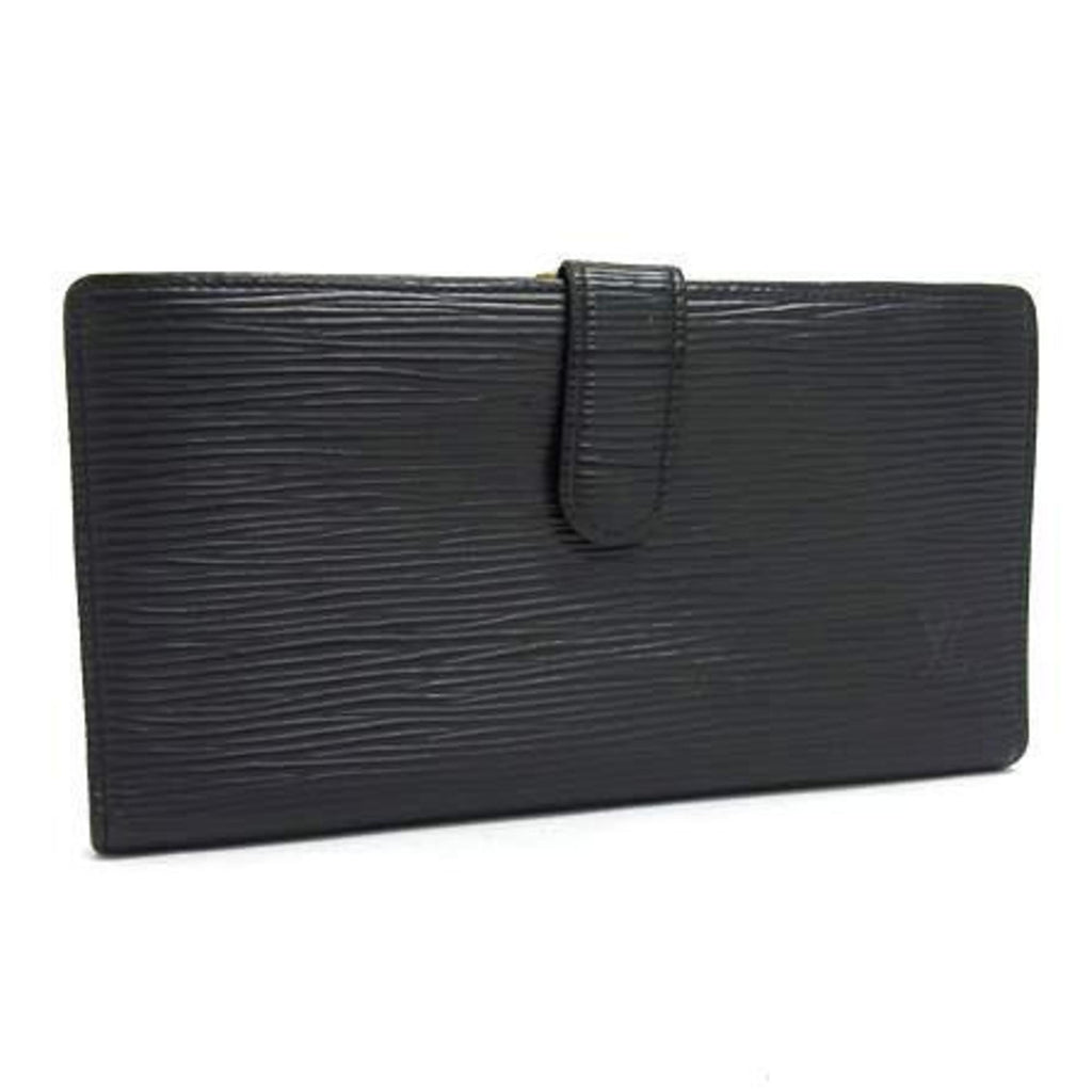 Louis Vuitton Black Leather Long Wallet (Bi-Fold) (Pre-Owned)