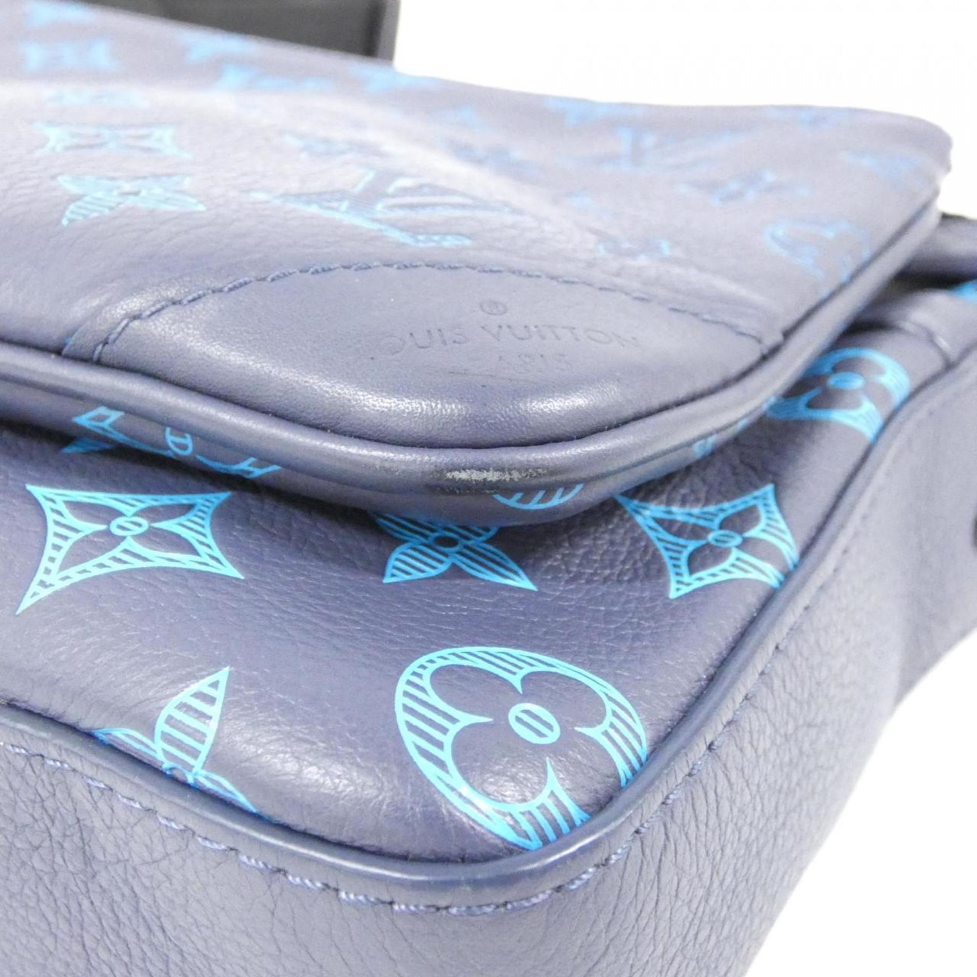 Louis Vuitton Black Blue Leather Shoulder Bag (Pre-Owned)