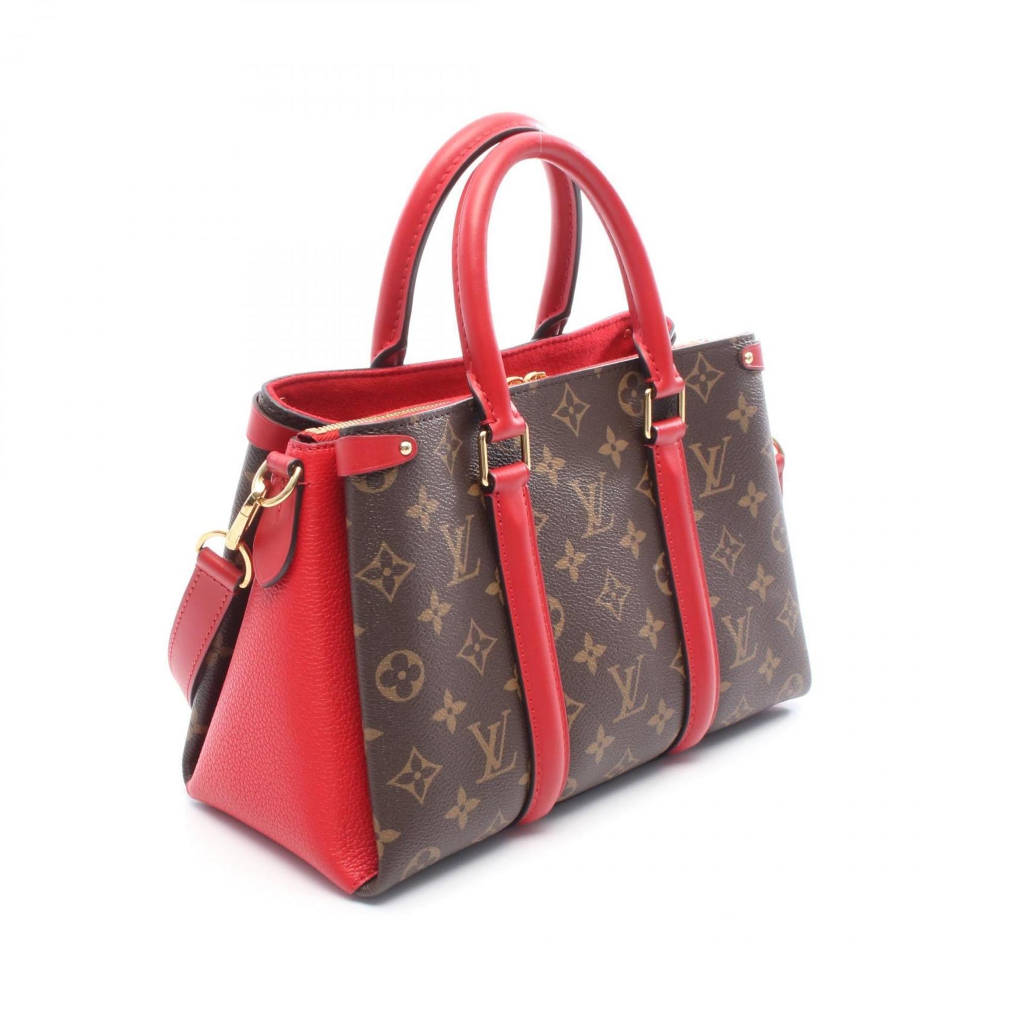 Louis Vuitton Brown Red Color Coated Canvas Pvc Leather Monogram Handbag (Pre-Owned)
