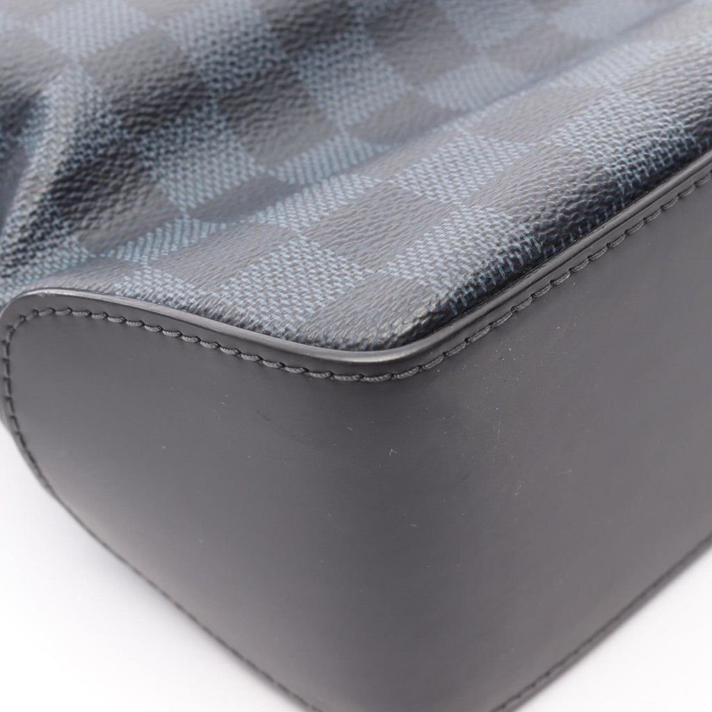 Louis Vuitton Black Blue Coated Canvas Leather Tote Bag (Pre-Owned)