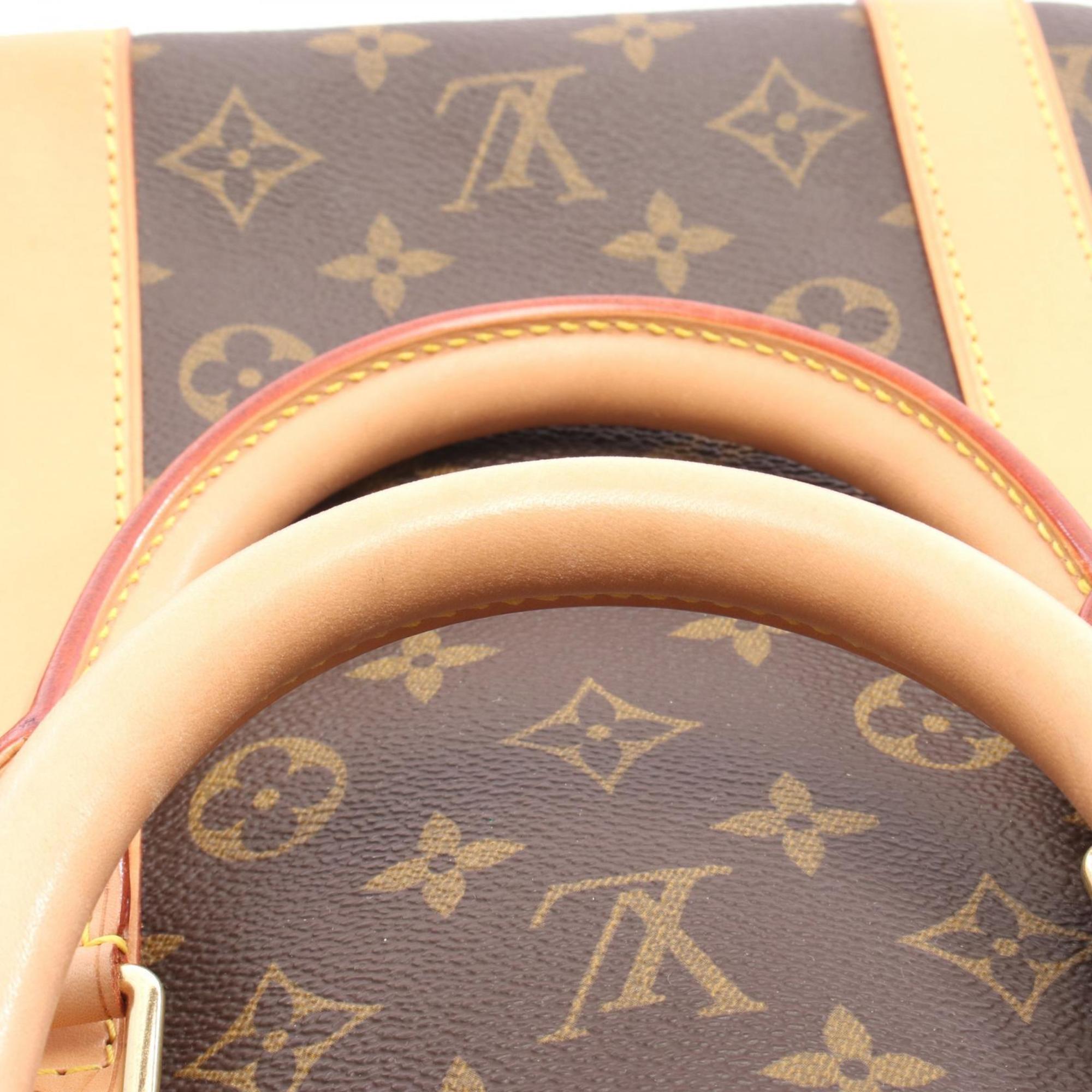 Louis Vuitton Brown Coated Canvas Leather Boston Bag (Pre-Owned)