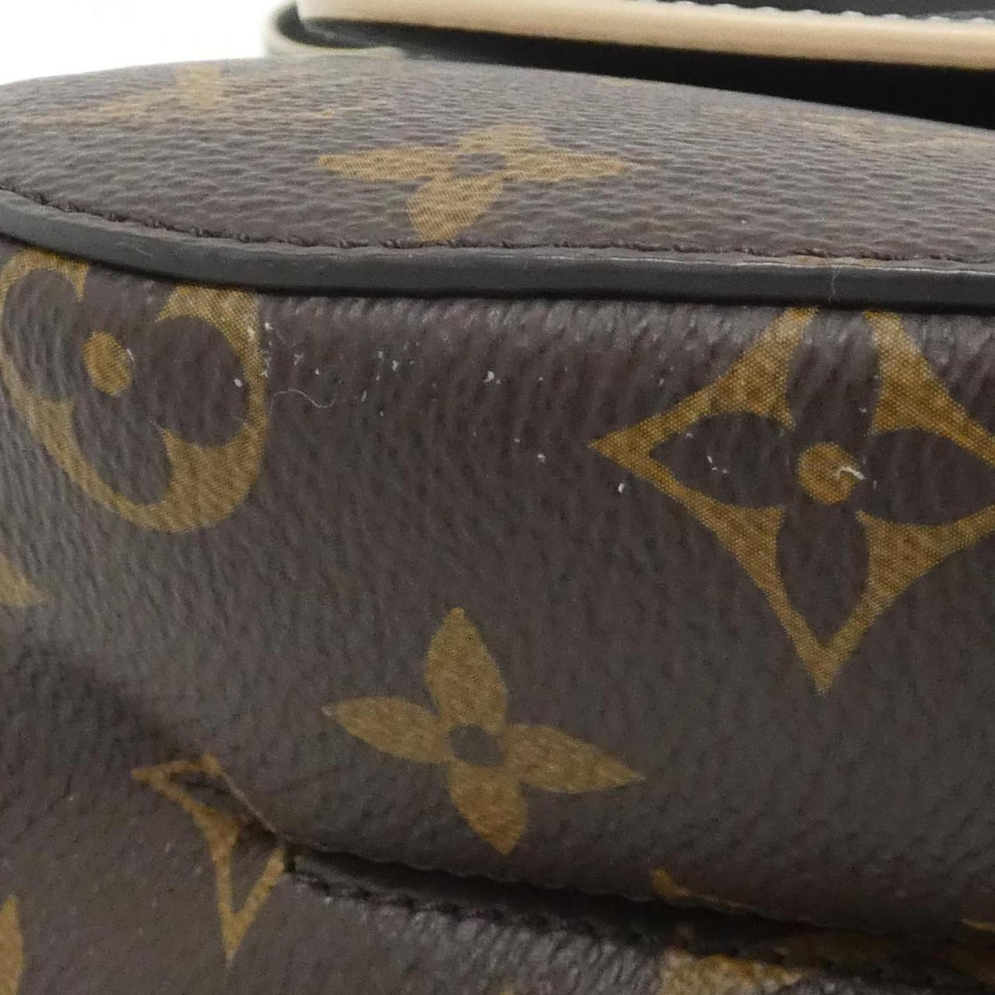 Louis Vuitton Black Brown Coated Canvas Leather Handbag (Pre-Owned)