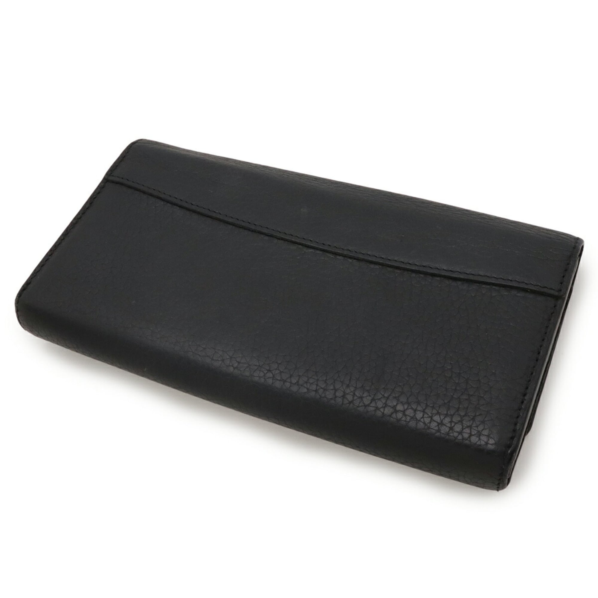 Louis Vuitton Black Noir Leather Long Wallet (Bi-Fold) (Pre-Owned)