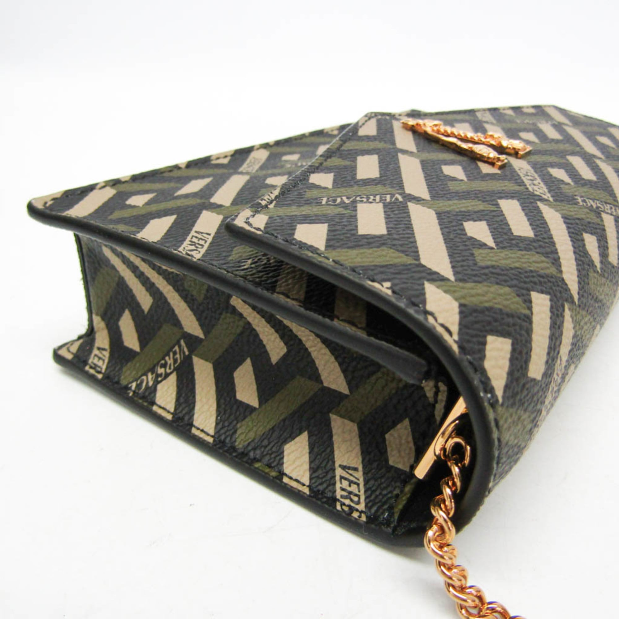 Virtus Chain Wallet La Greca Signature Coated Canvas