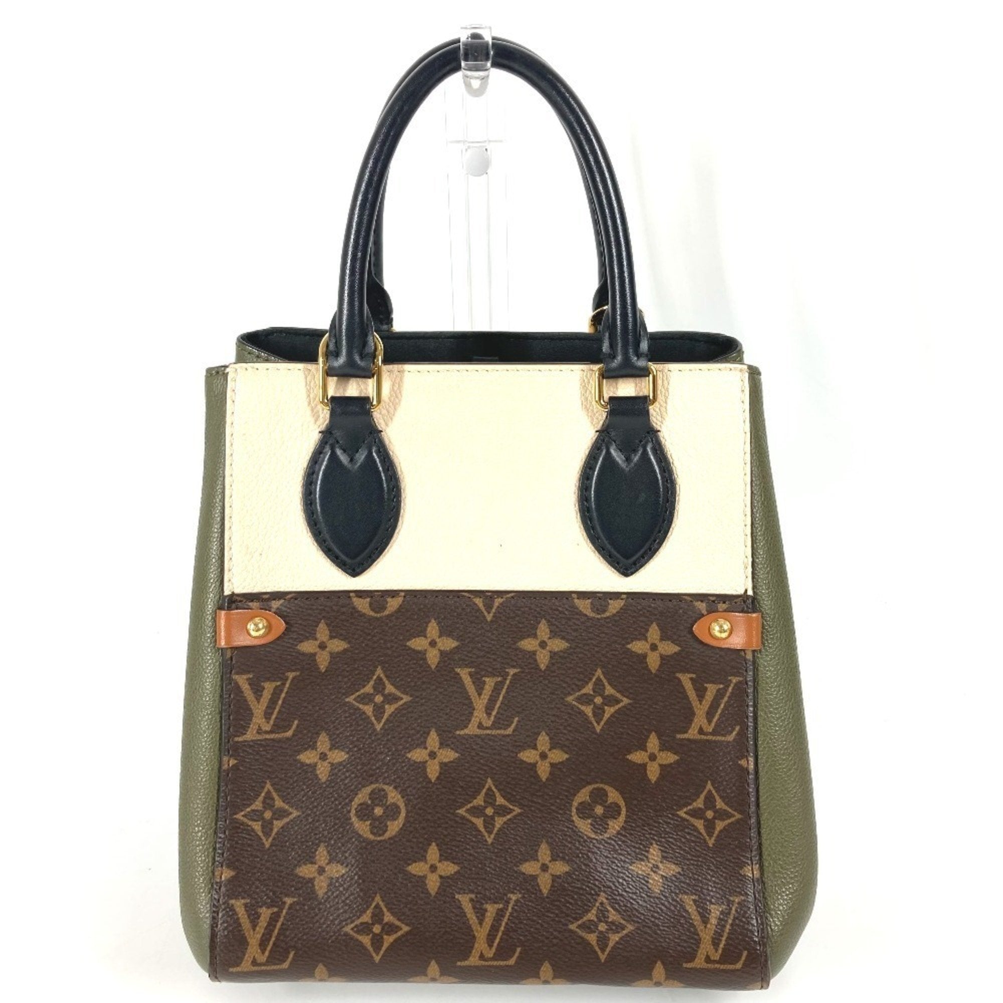 Louis Vuitton Brown Khaki Monogram White Monogram Handbag Tote Bag (Pre-Owned)